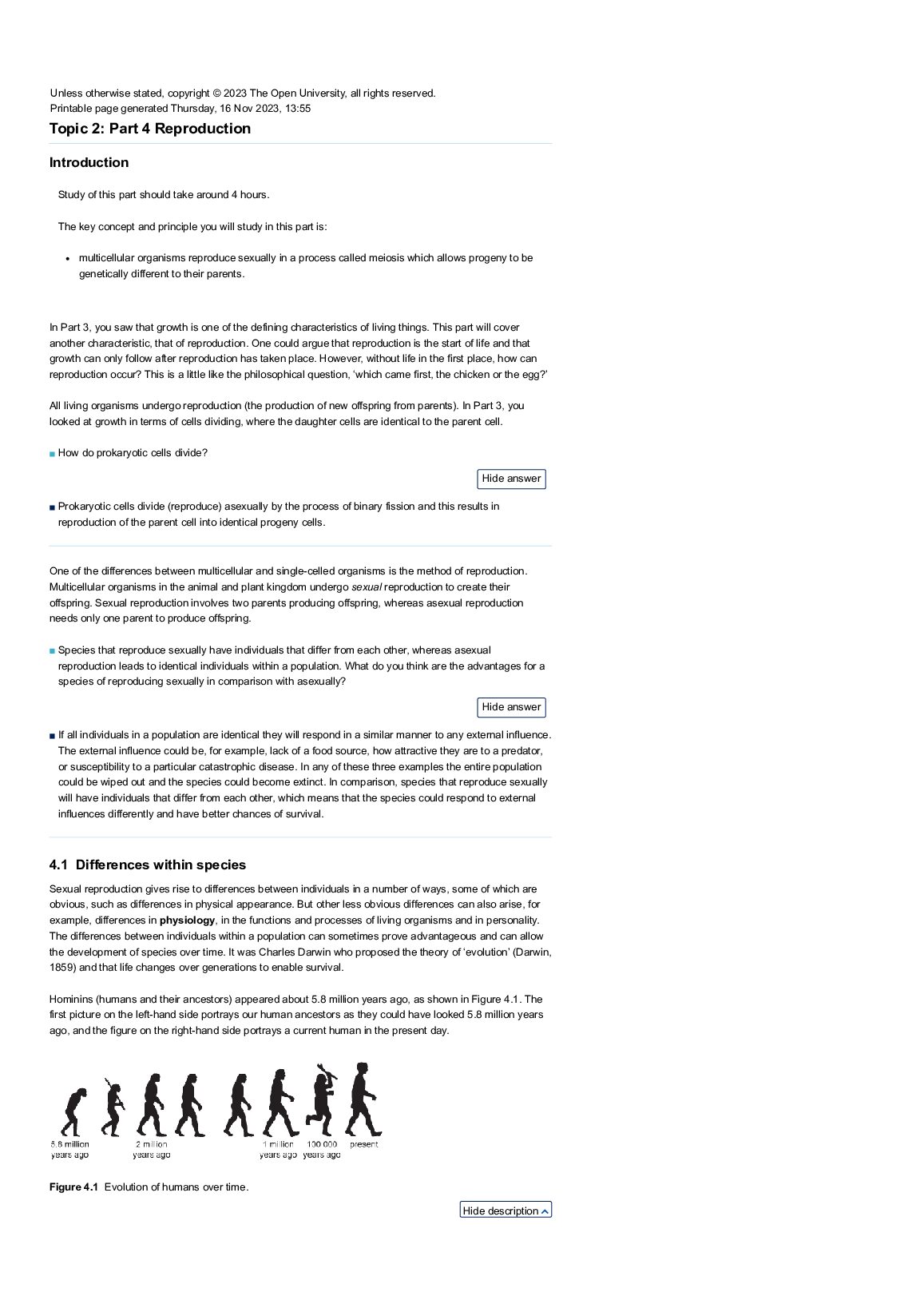 SCIENCE S111  Topic 2: Part 4 Reproduction preview image