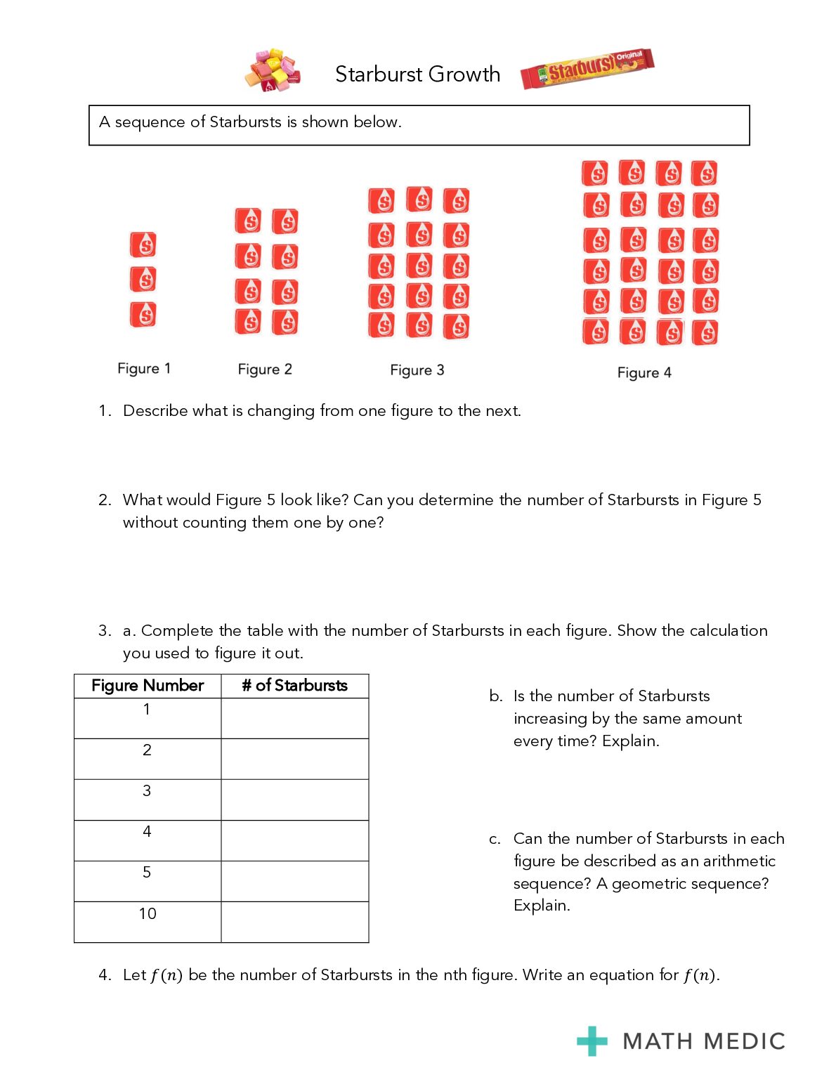 Algebra 1 Math Medic Starburst Growth preview image