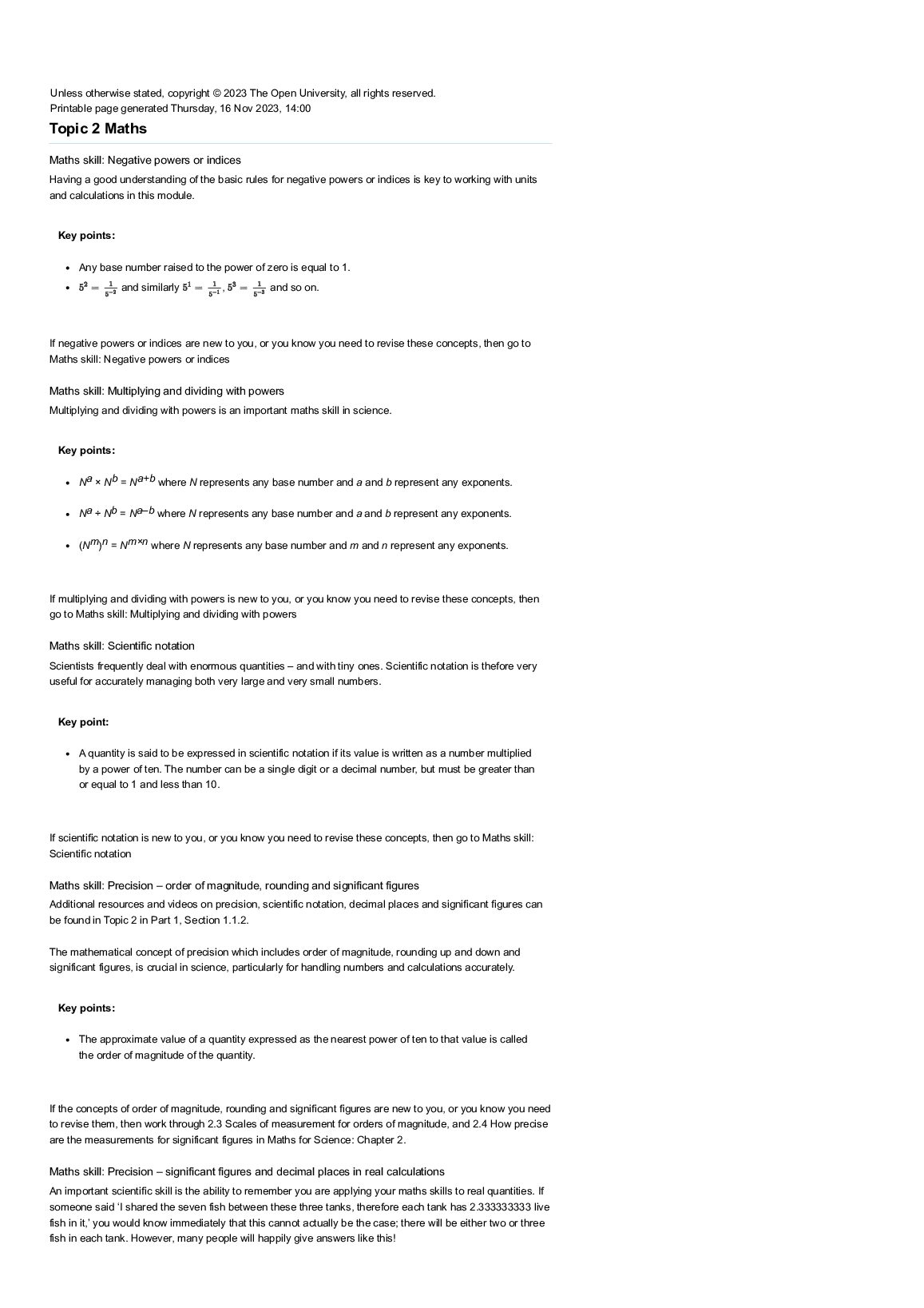 Topic 2 Maths  Maths skill: Negative powers or indices preview image