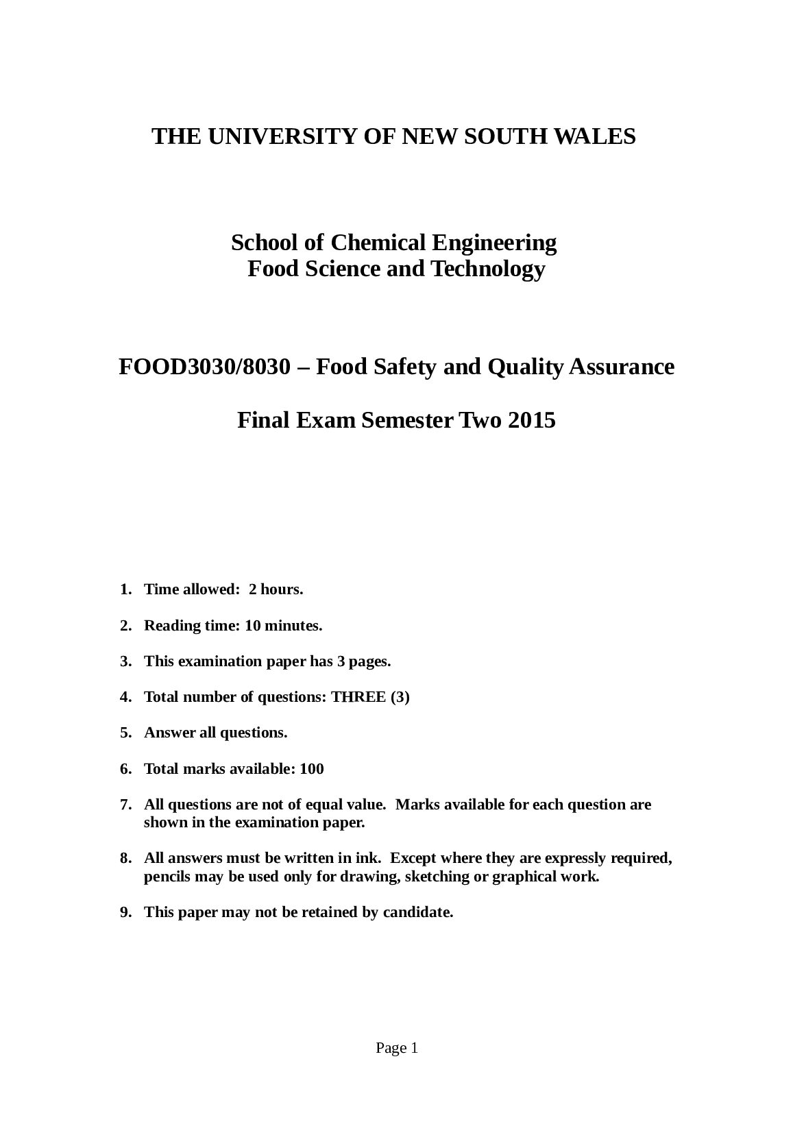 FOOD 3030/8030  Food Safety and Quality Assurance Final Exam preview image