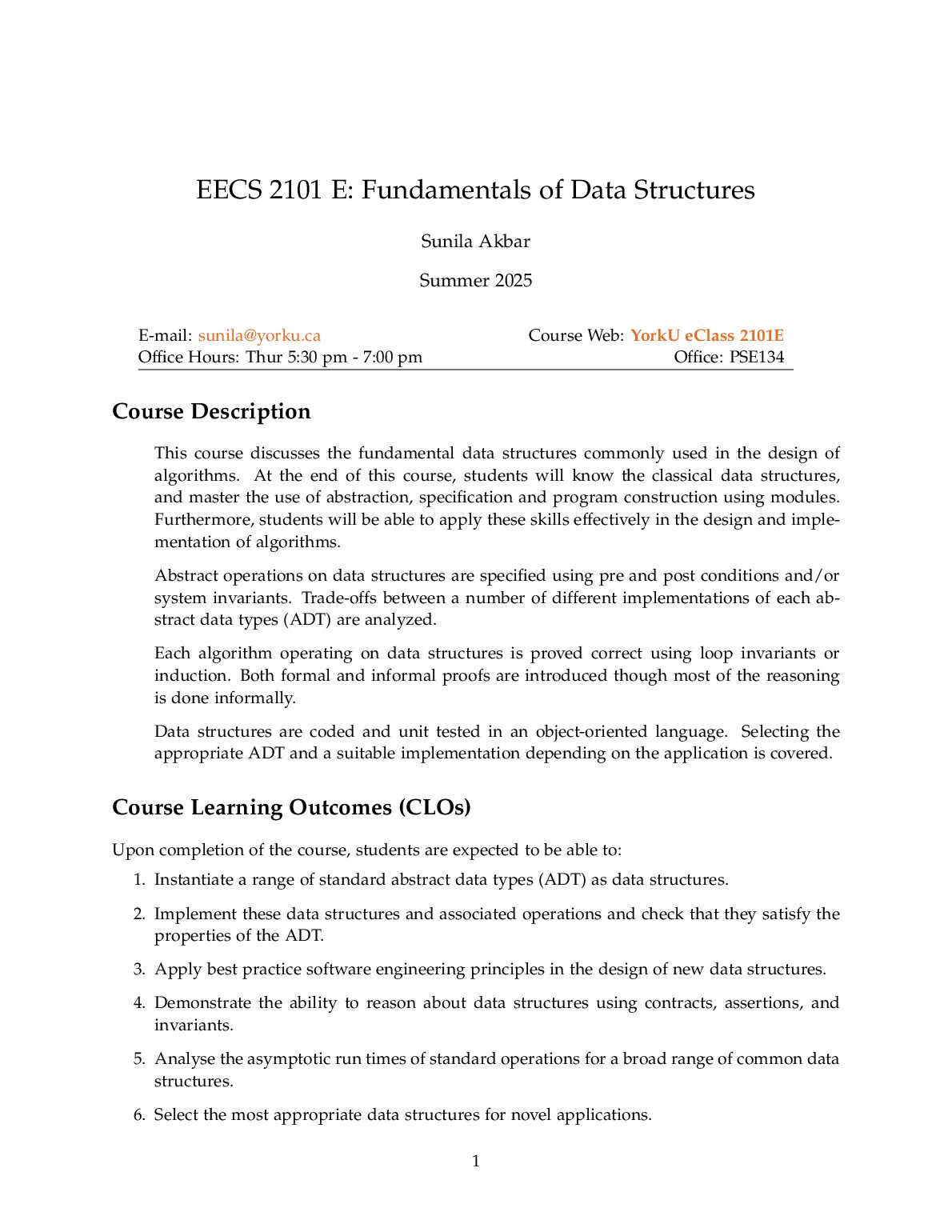 EECS 2101 E: Fundamentals of Data Structures  Summer 2025 preview image
