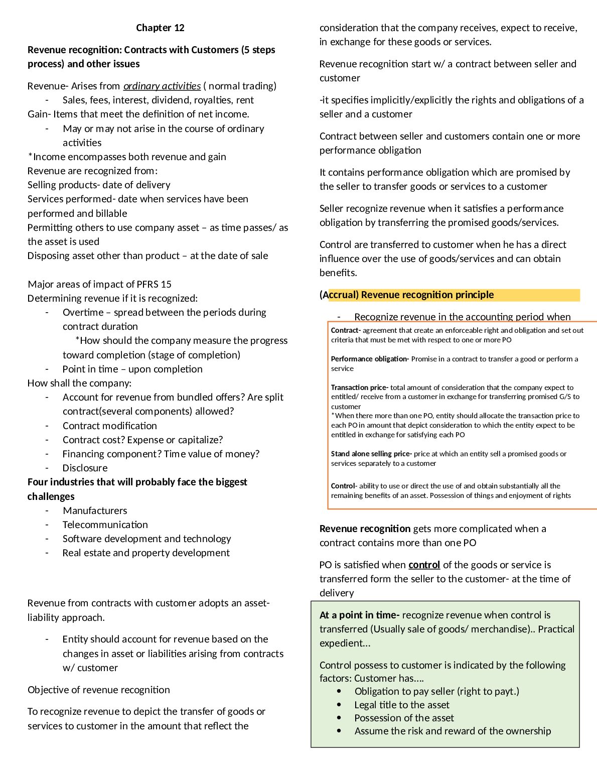 Chapter 12 Revenue recognition: Contracts with Customers (5 steps process) and other issues preview image