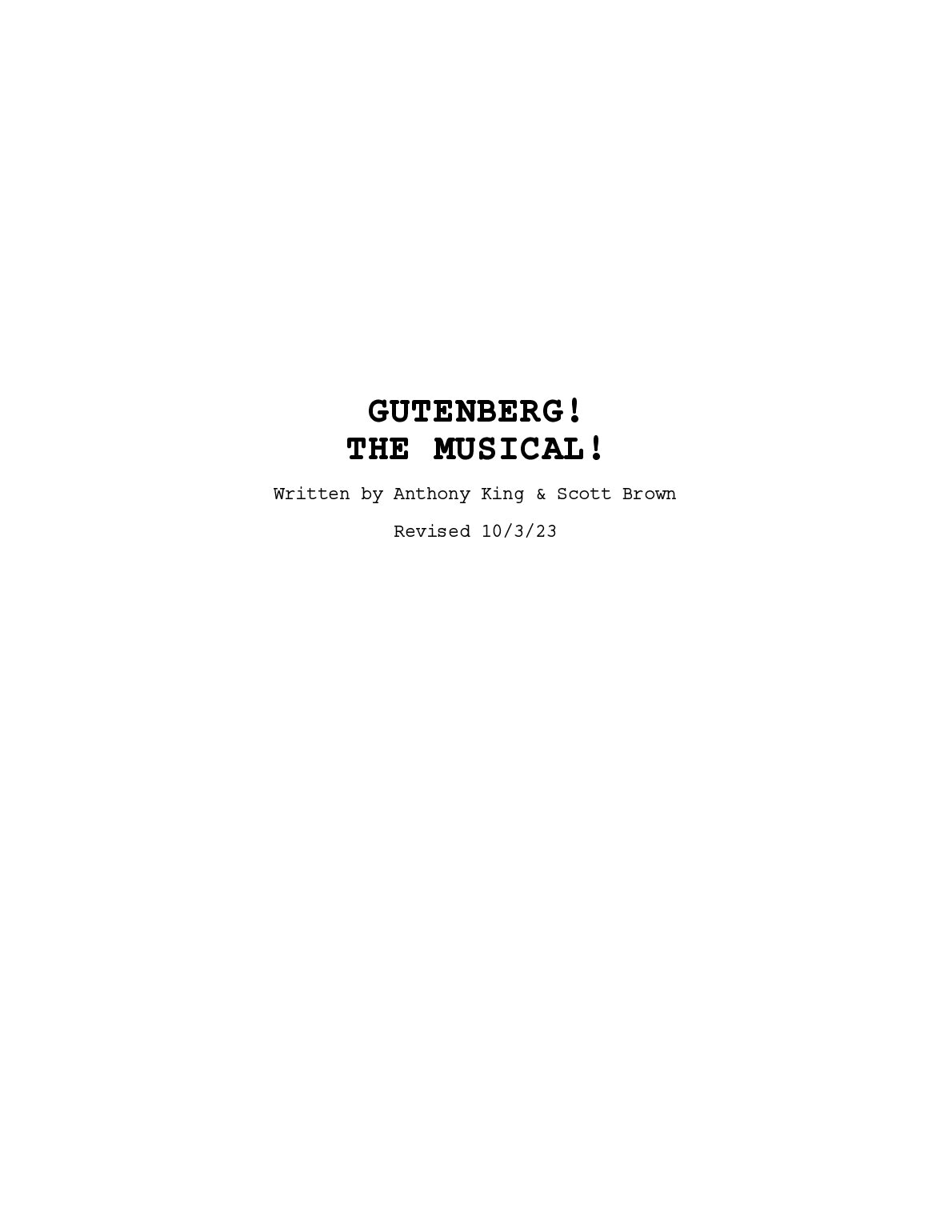 GUTENBERG!  THE MUSICAL!  by Anthony King & Scott Brown preview image