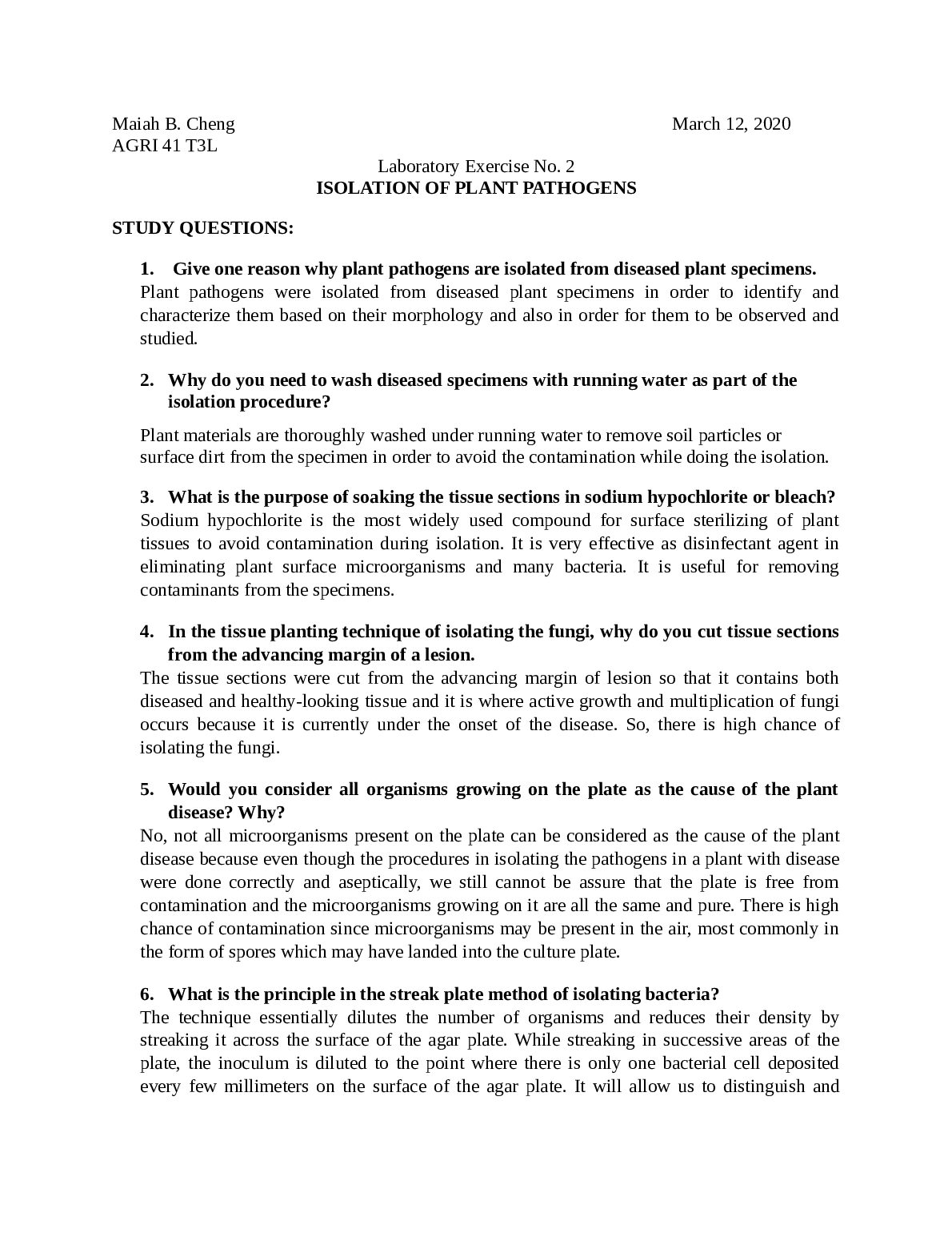AGRI 41 (Plant Pathology) Exer 2. preview image