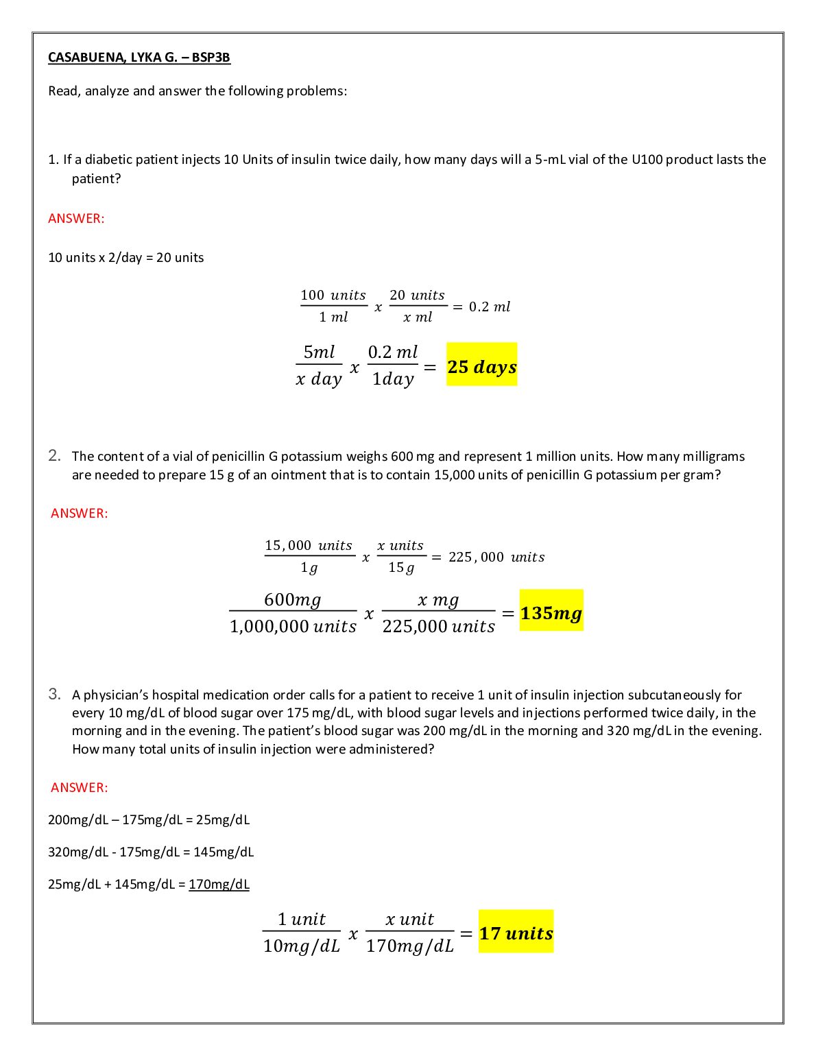 BSP 3B Exercise 2 Calculations on Special Clinical Cases- CASABUENA. preview image