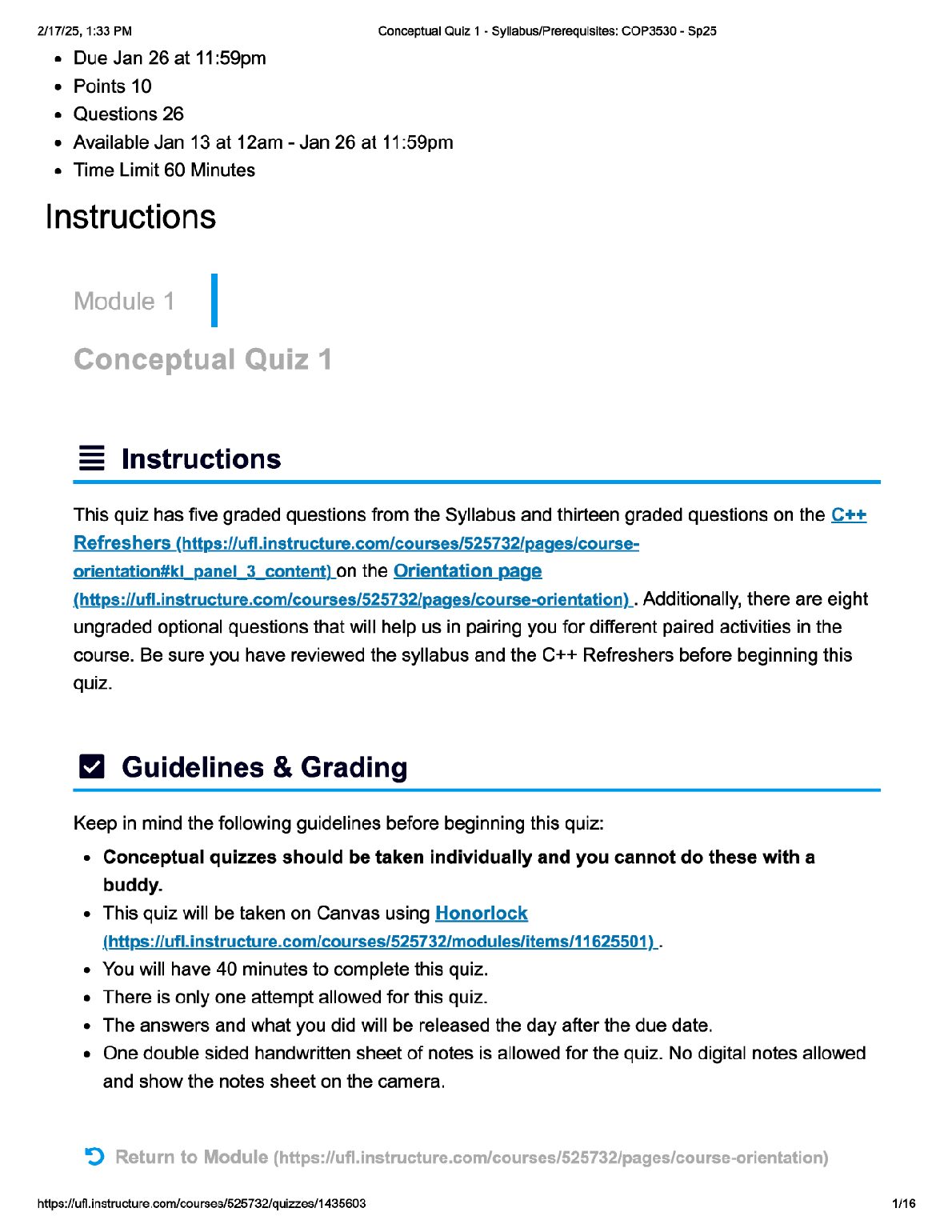 COP 3530 Conceptual Quiz 1 preview image