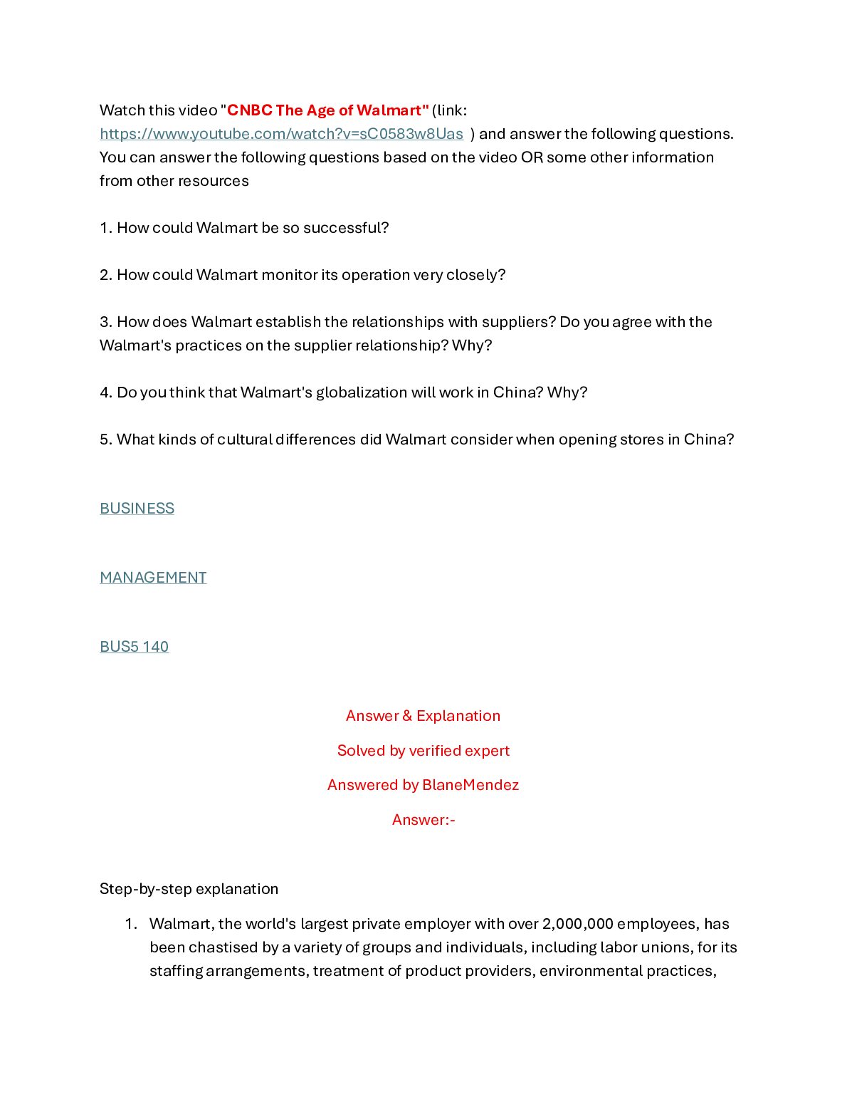 CNBC The Age of Walmart" | How could Walmart be so successful? | How could Walmart monitor its operation very closely?... preview image