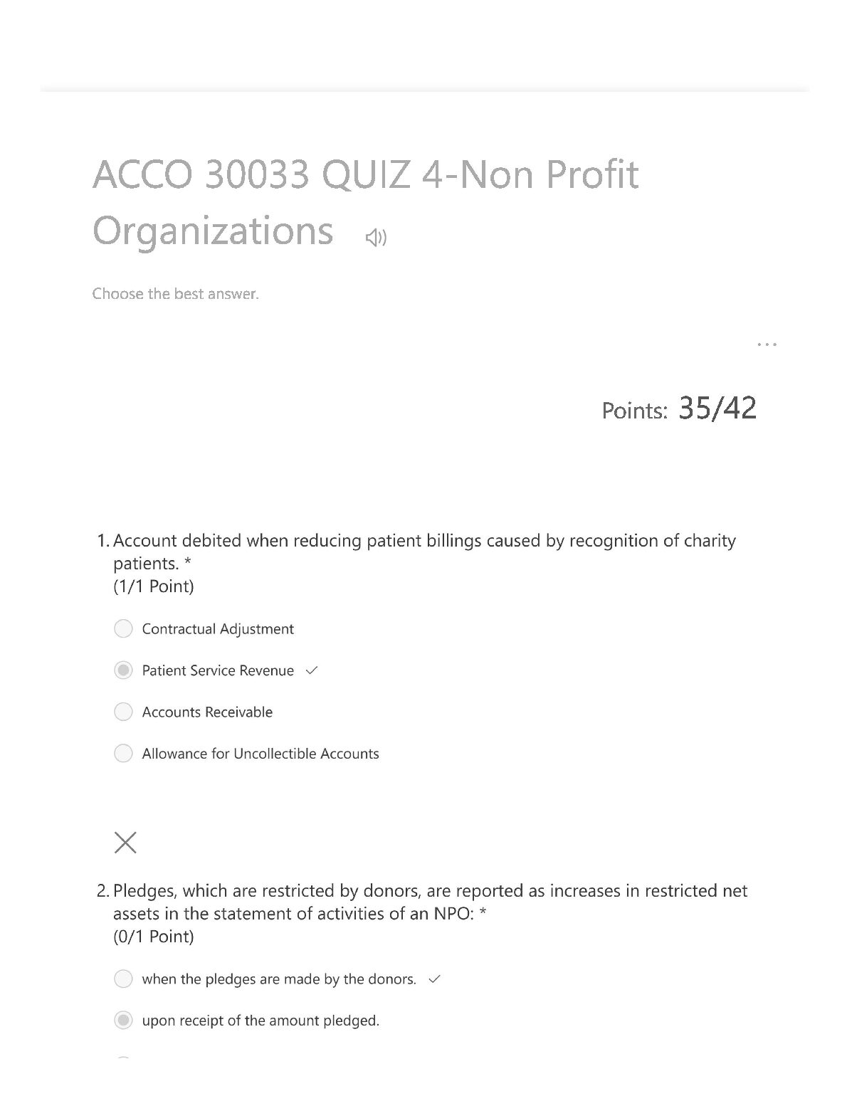 ACCO 30033 QUIZ 4-Non Profit Organizations preview image