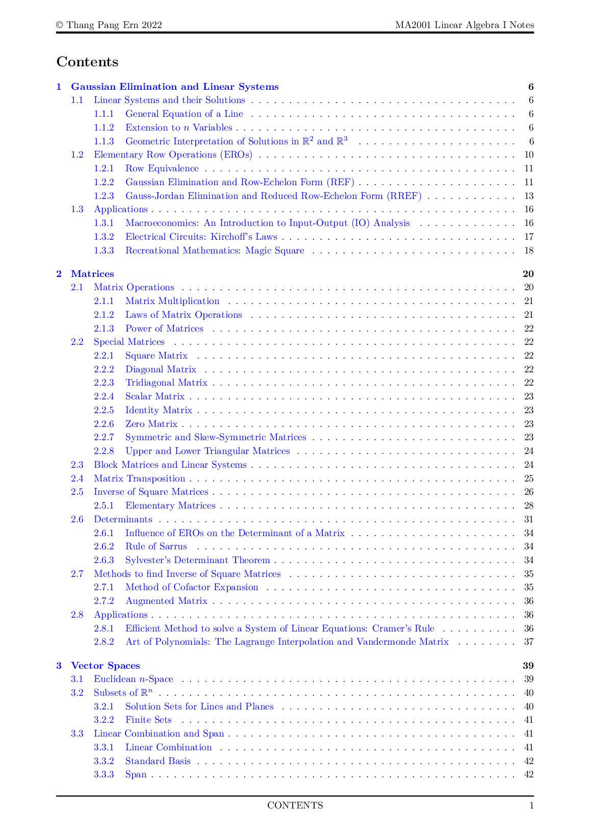 Ern 2022 MA2001 Linear Algebra I Notes preview image