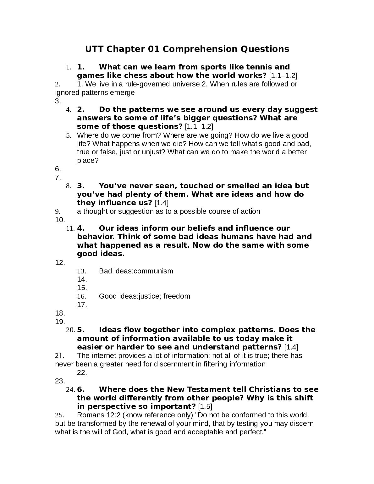 UTT Chapter 01 Comprehension Questions preview image