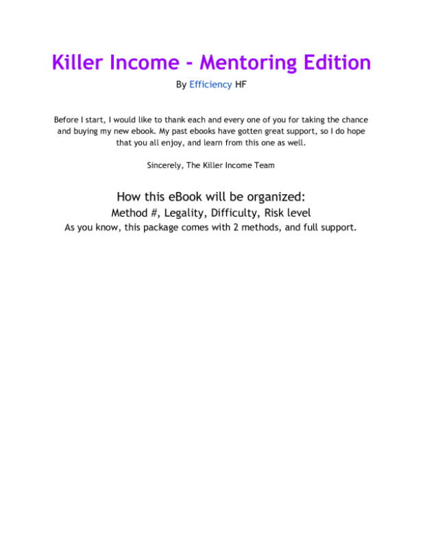 Killer Income - Mentoring Edition By Efficiency HF preview image