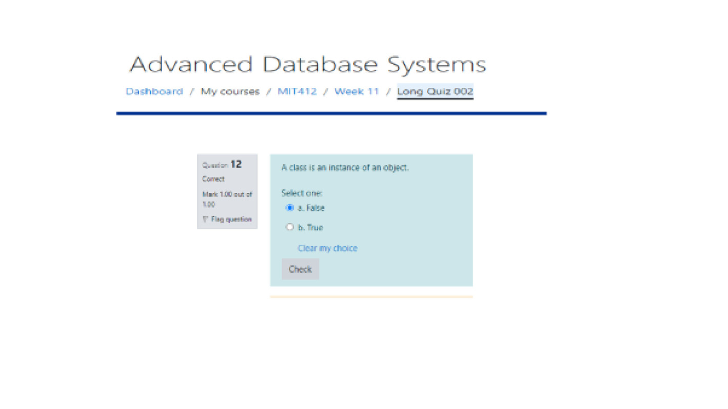 MIT412 Advanced Database Syatems -Long Quiz 2 Week 11 preview image