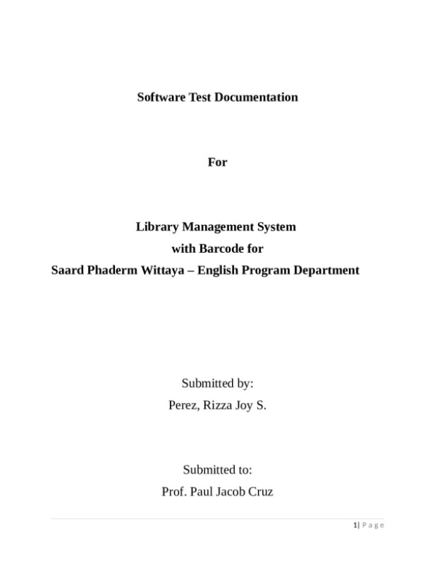 Software Test Documentation For Library Management System with Barcode ...