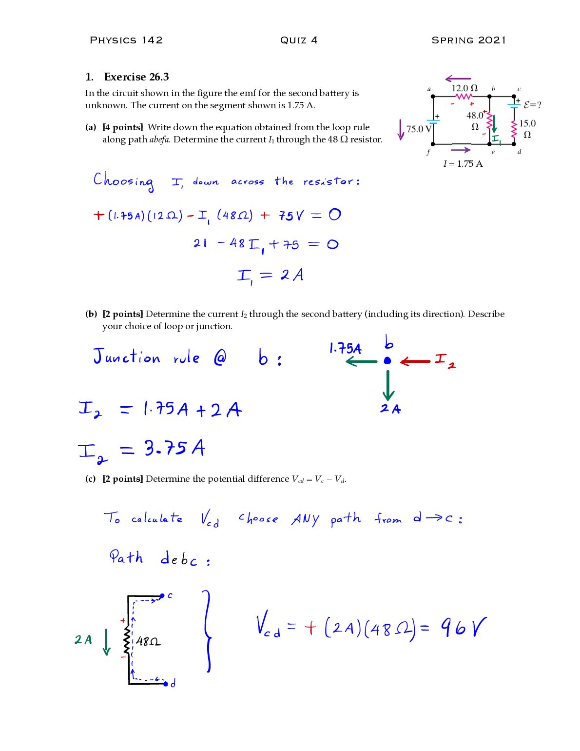 Physics 142 General Physics II Quiz 4  Solutions preview image