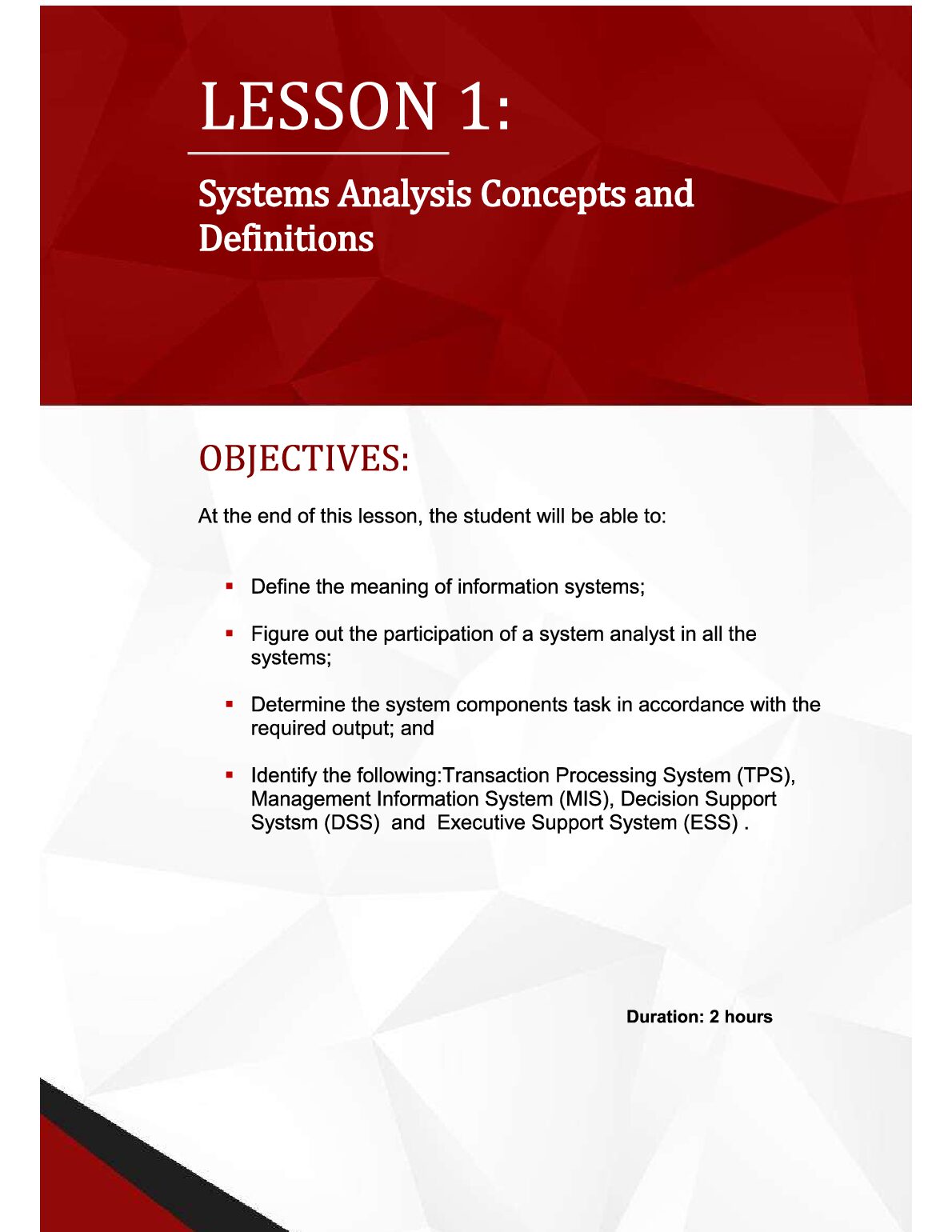 Unit 1 Lesson 1  System Analysis Concepts and Definitions preview image