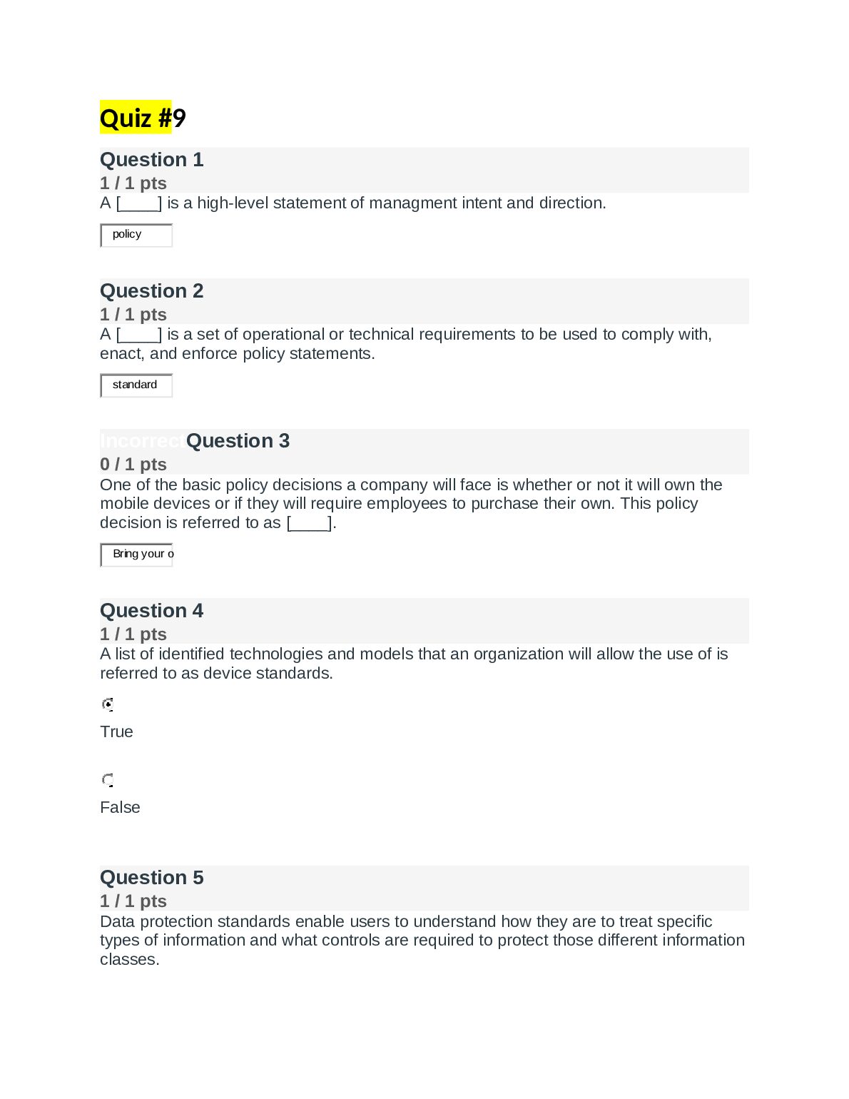 CNT 4524  Mobile Security Quiz #9 preview image
