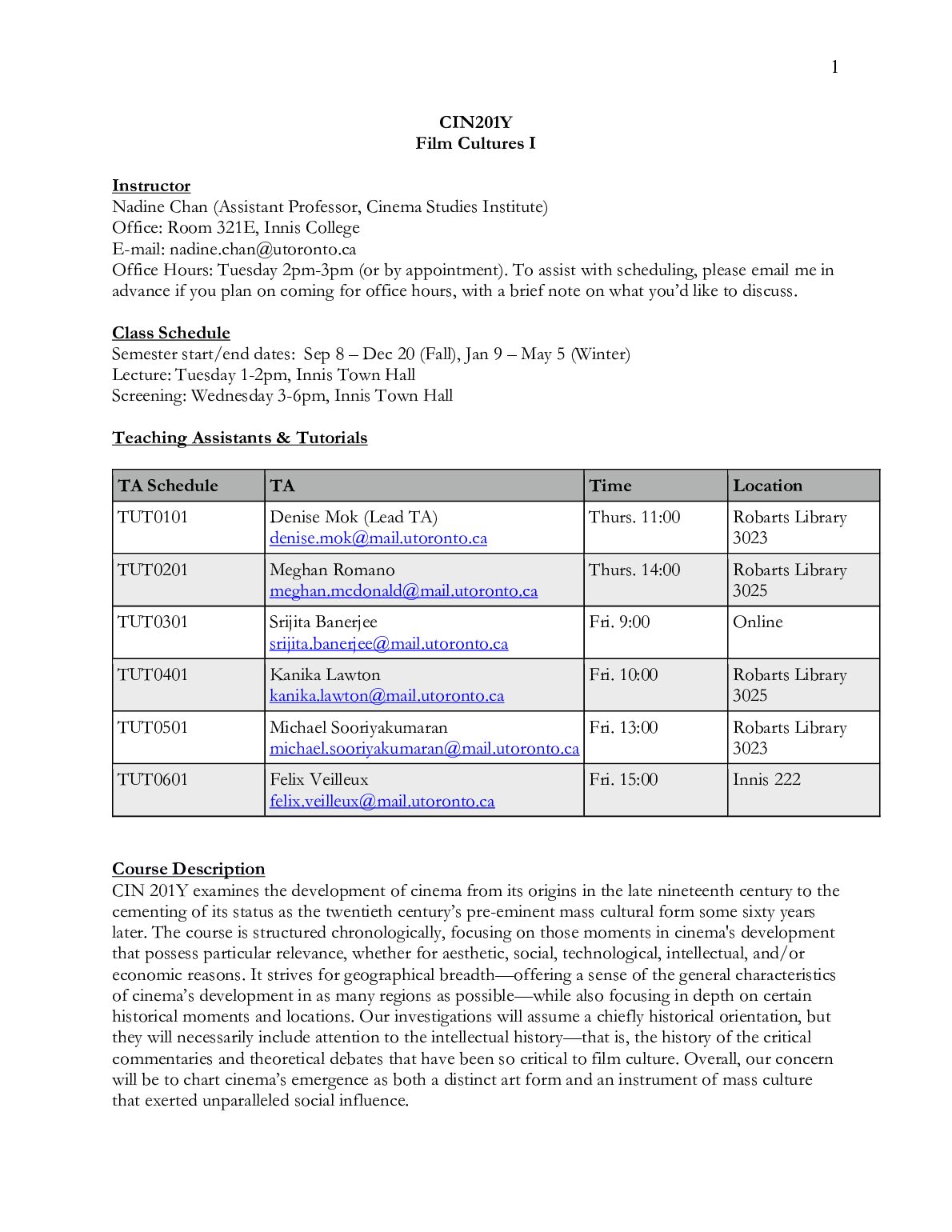CIN201 Syllabus 2022 2023 preview image
