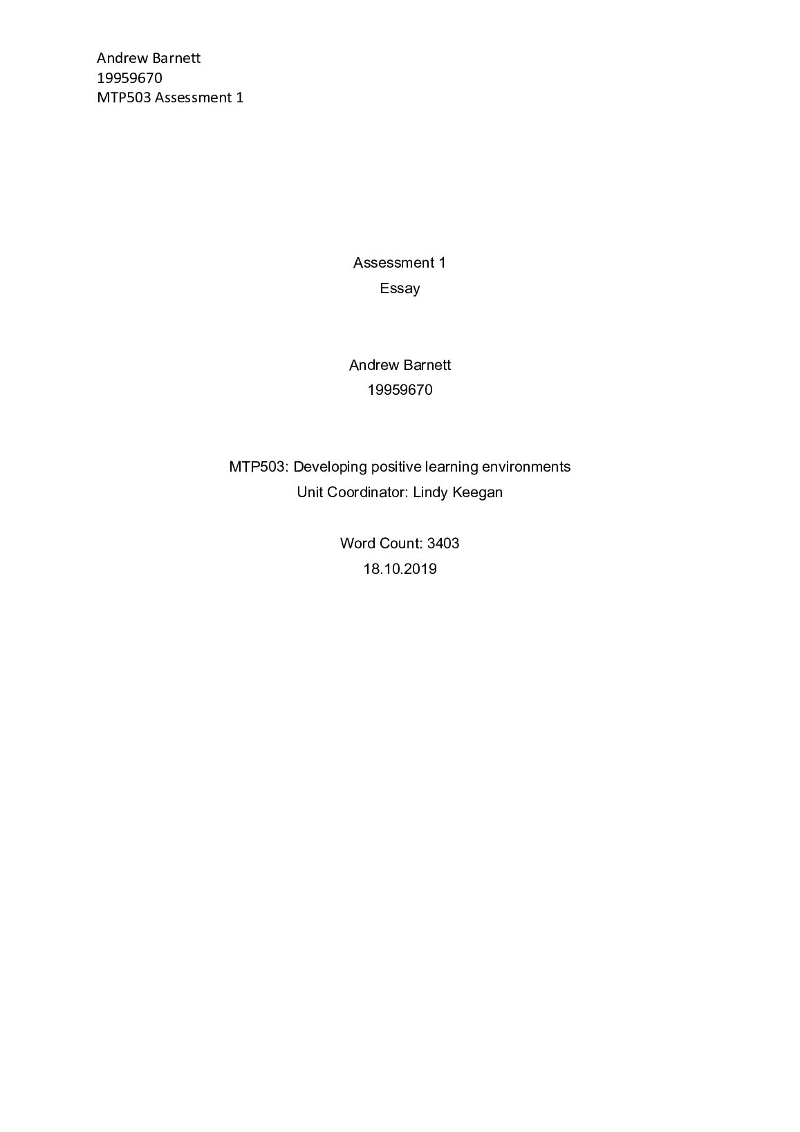 MTP 503 Assessment 1 preview image