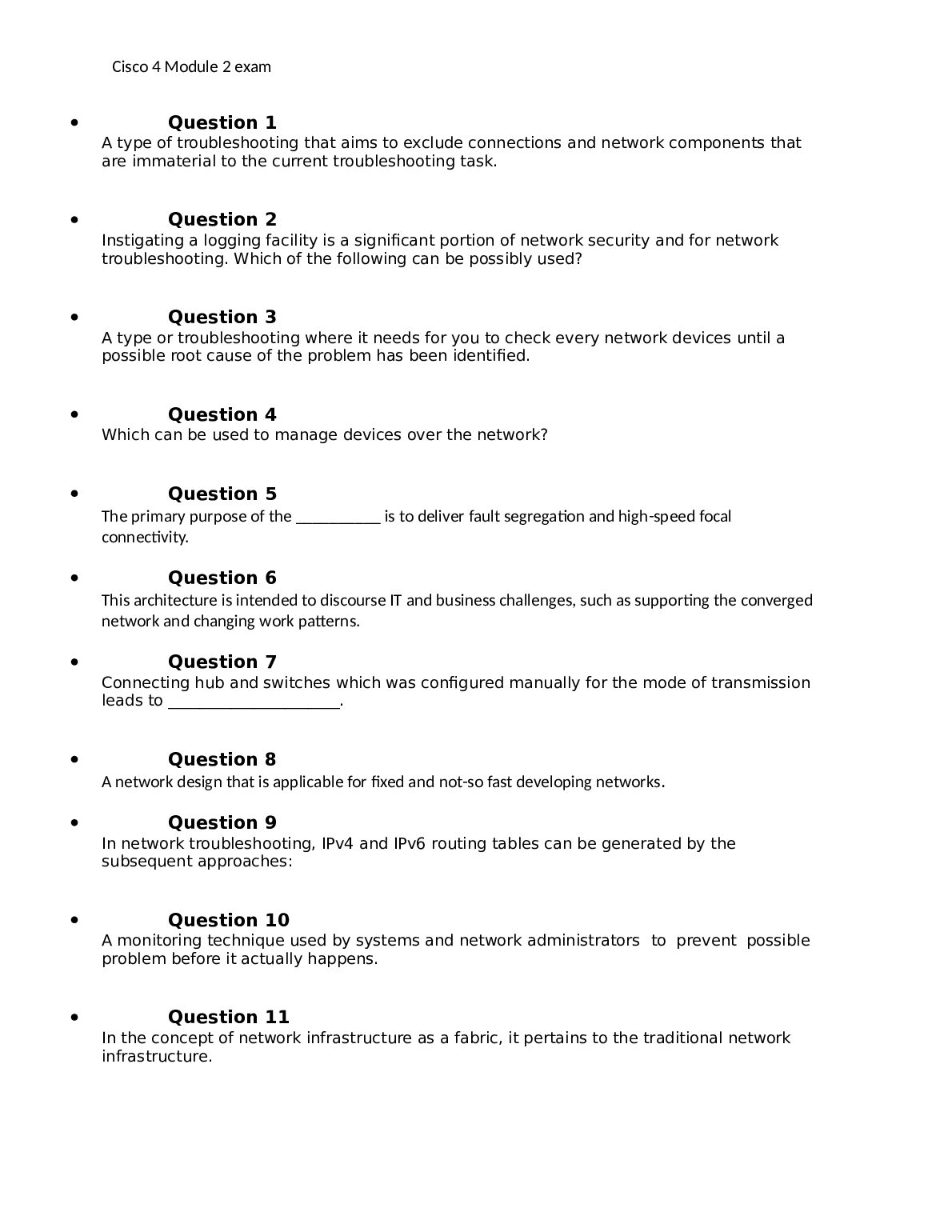 Cisco 4 Module 2 exam preview image