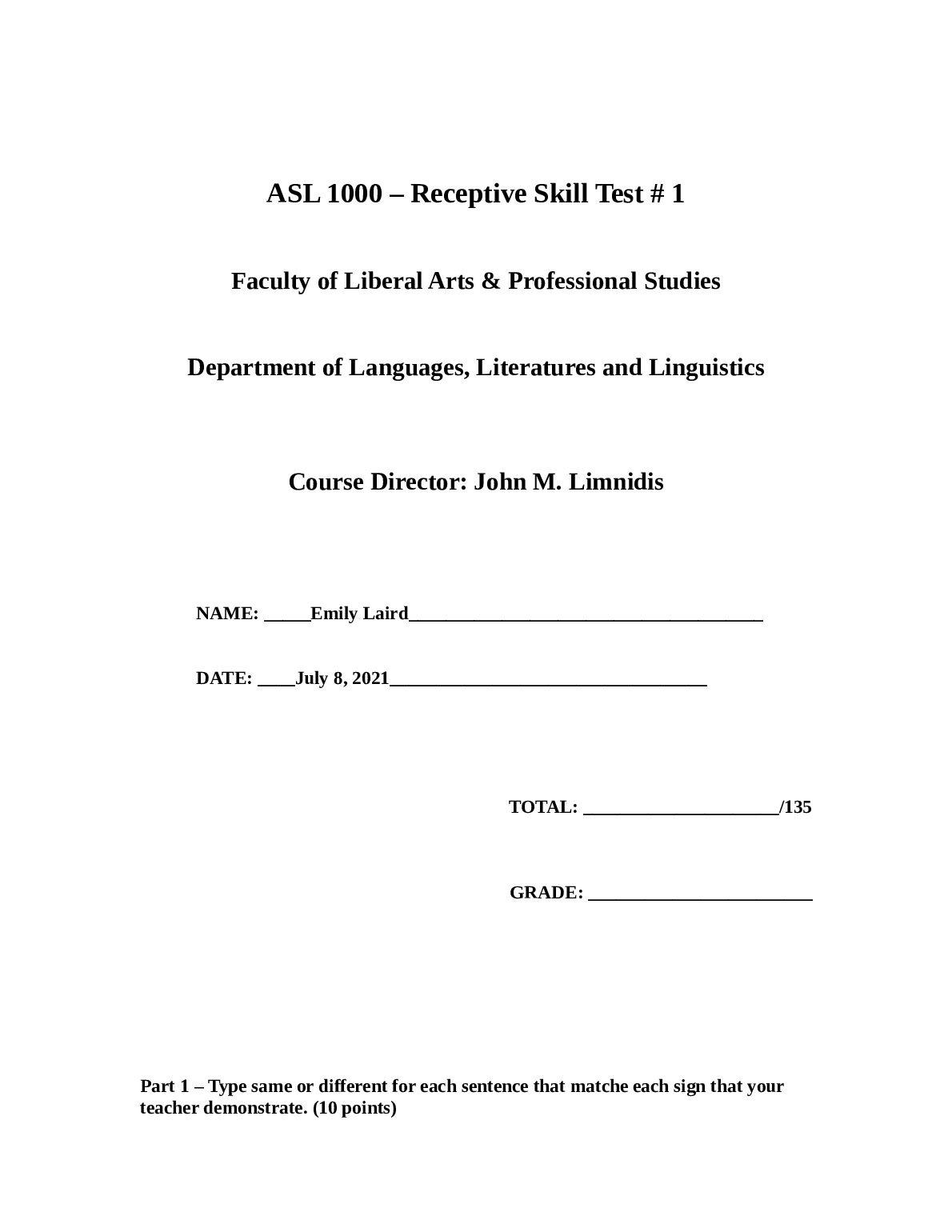 ASL 1000 – Receptive Skill Test # 1 preview image