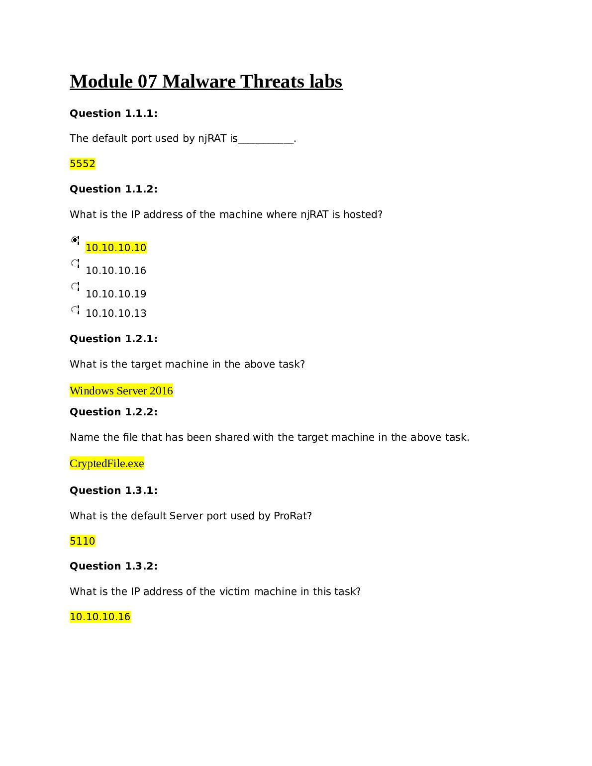 Malware Threats labs Module 07 CMIT 321 Ethical Hacking preview image