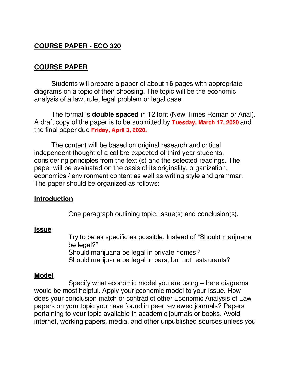 COURSE PAPER - ECO 320 Economic Analysis of Law preview image