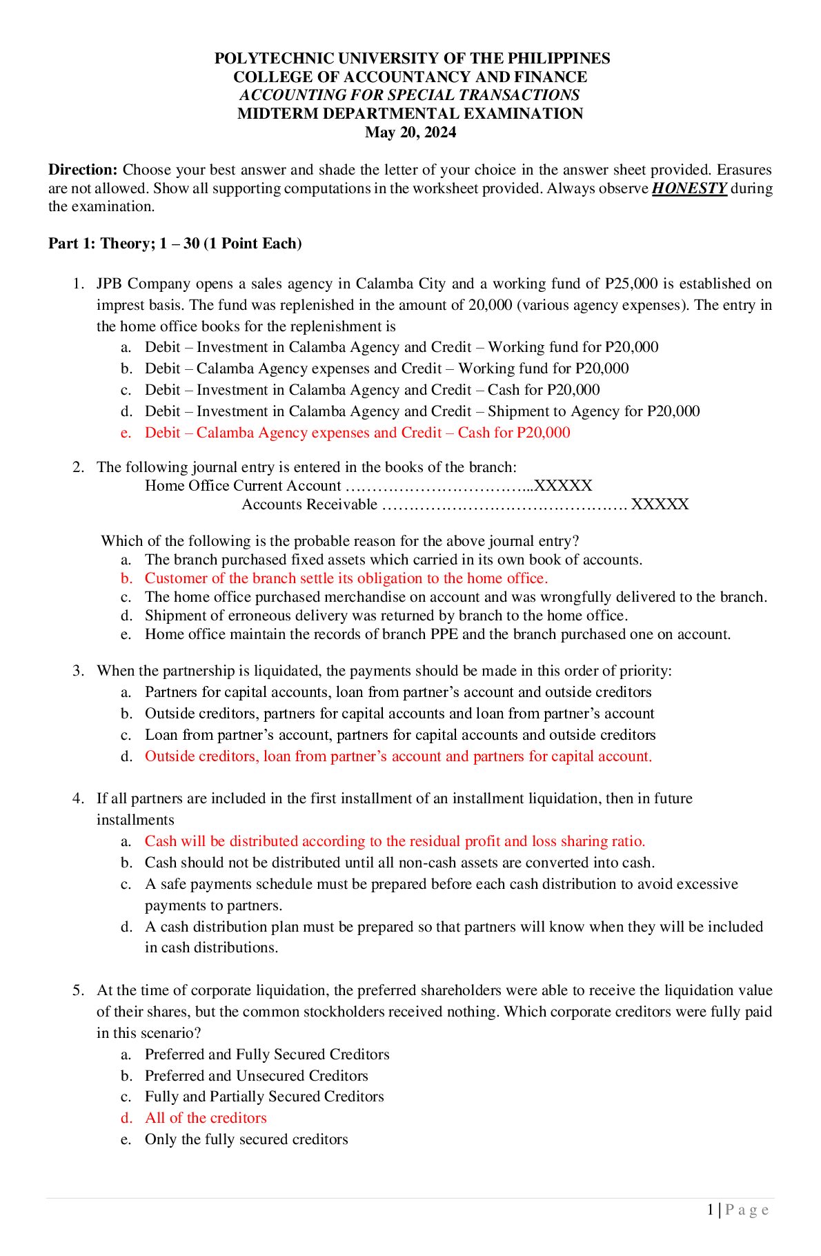 ACCOUNTING FOR SPECIAL TRANSACTIONS MIDTERM EXAM | POLYTECHNIC UNIVERSITY OF THE PHILIPPINES preview image