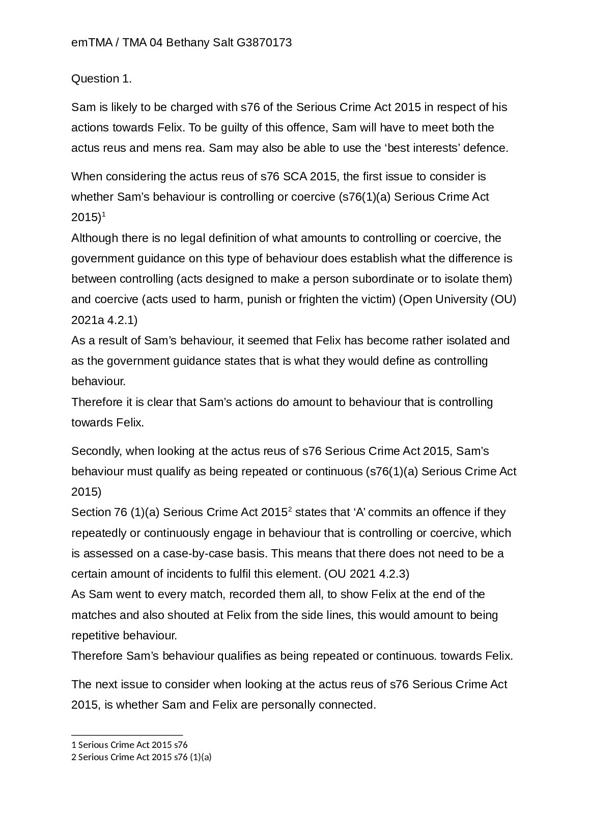 emTMA / TMA 04 LAW W111 Criminal Law and the Courts preview image