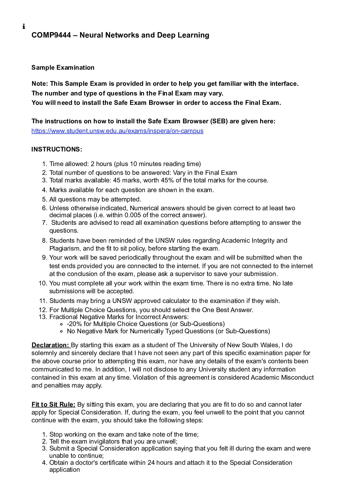 COMP9444 – Neural Networks and Deep Learning preview image