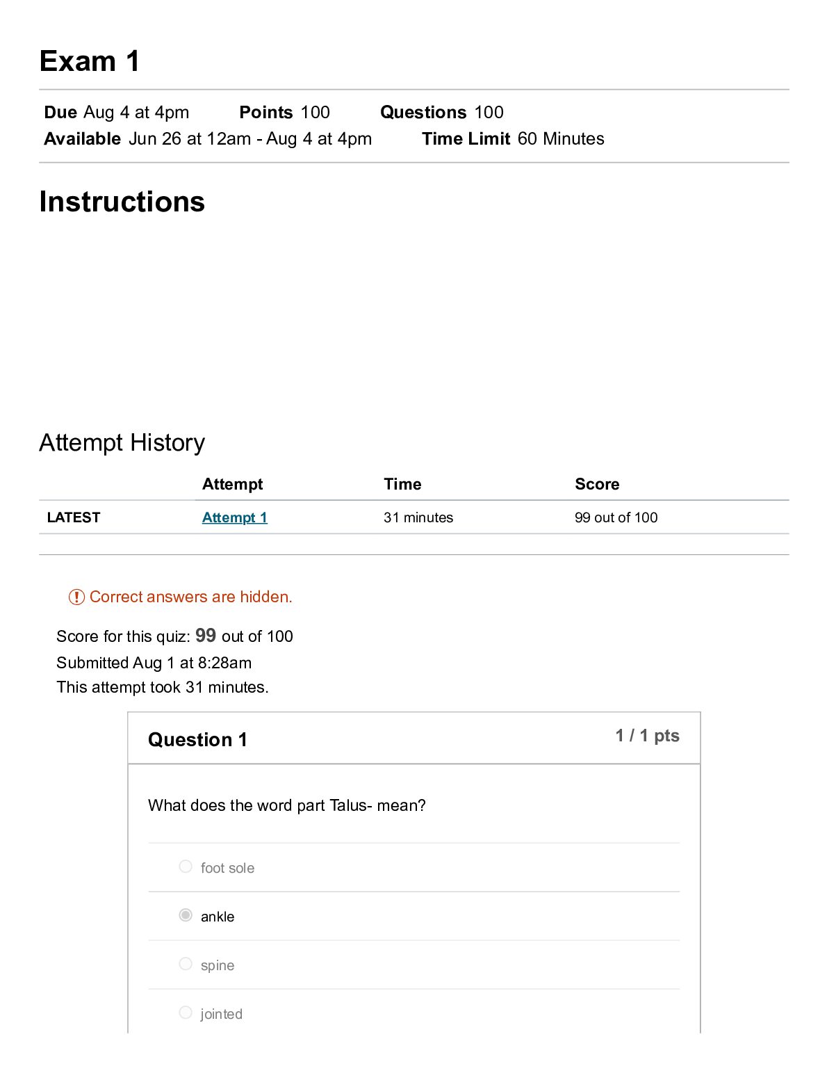 Exam 1_ HSC4537.312U23.52189 Medical Terminology preview image