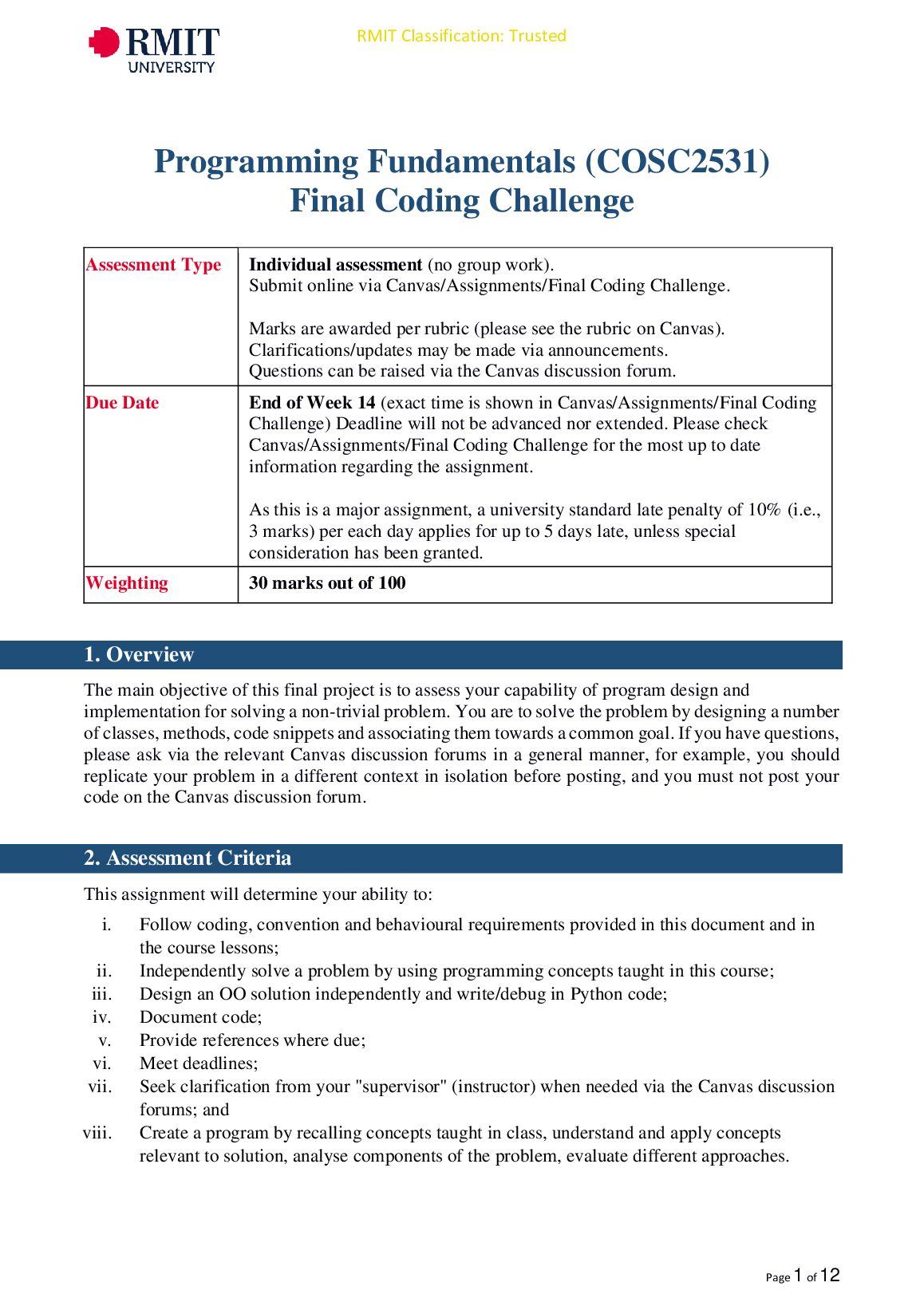 Programming Fundamentals (COSC2531) Final Coding Challenge preview image