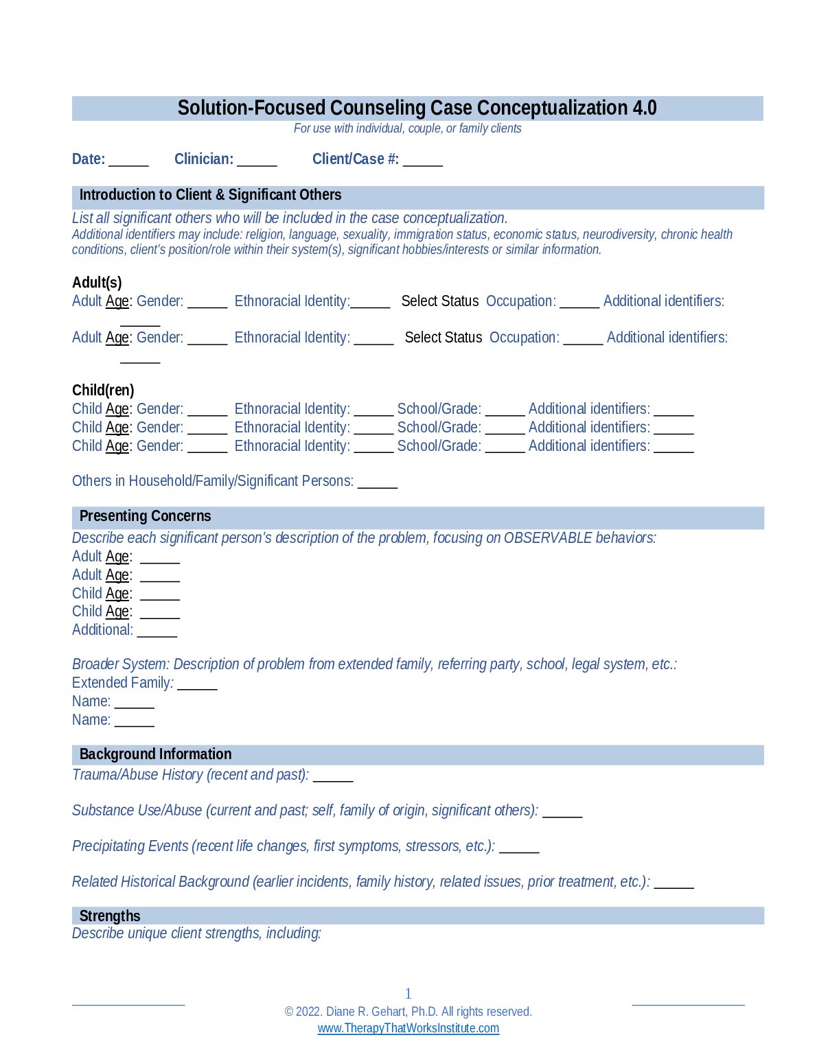 Solution-Focused Counseling Case Conceptualization 4.0 preview image