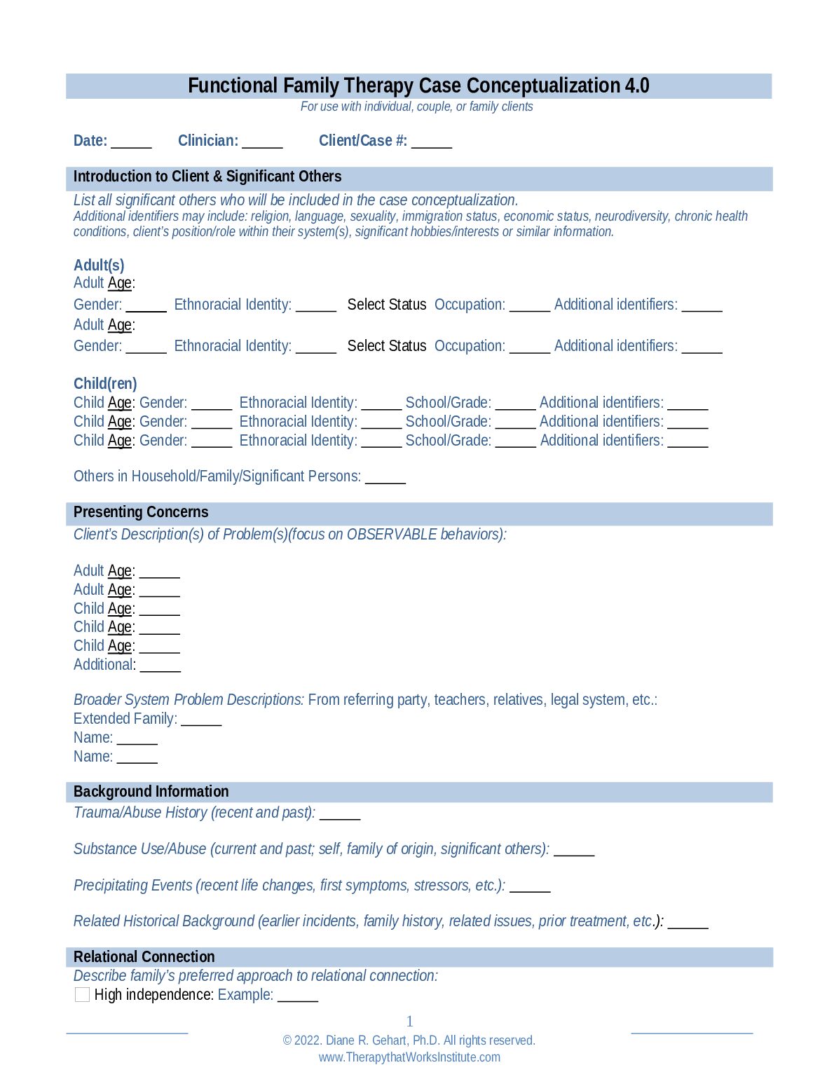 Functional Family Therapy Case Conceptualization 4.0 preview image