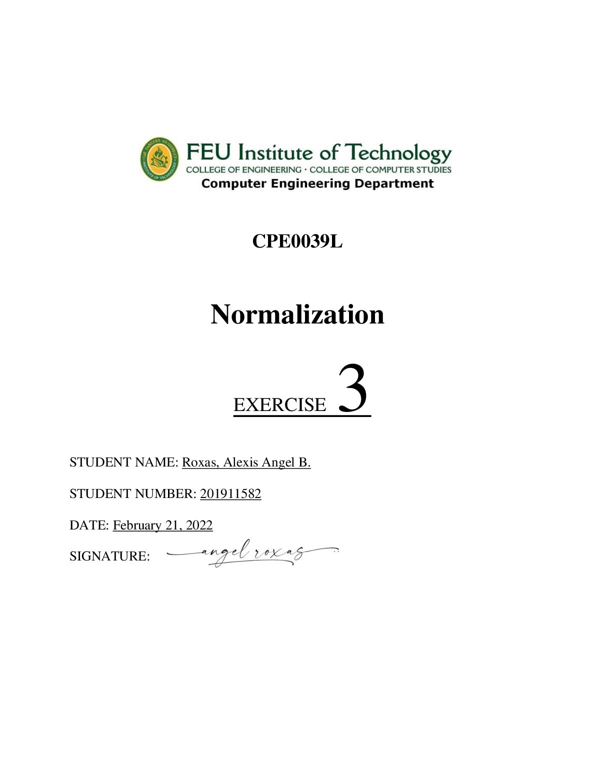CPE0039L Normalization EXERCISE 3 preview image