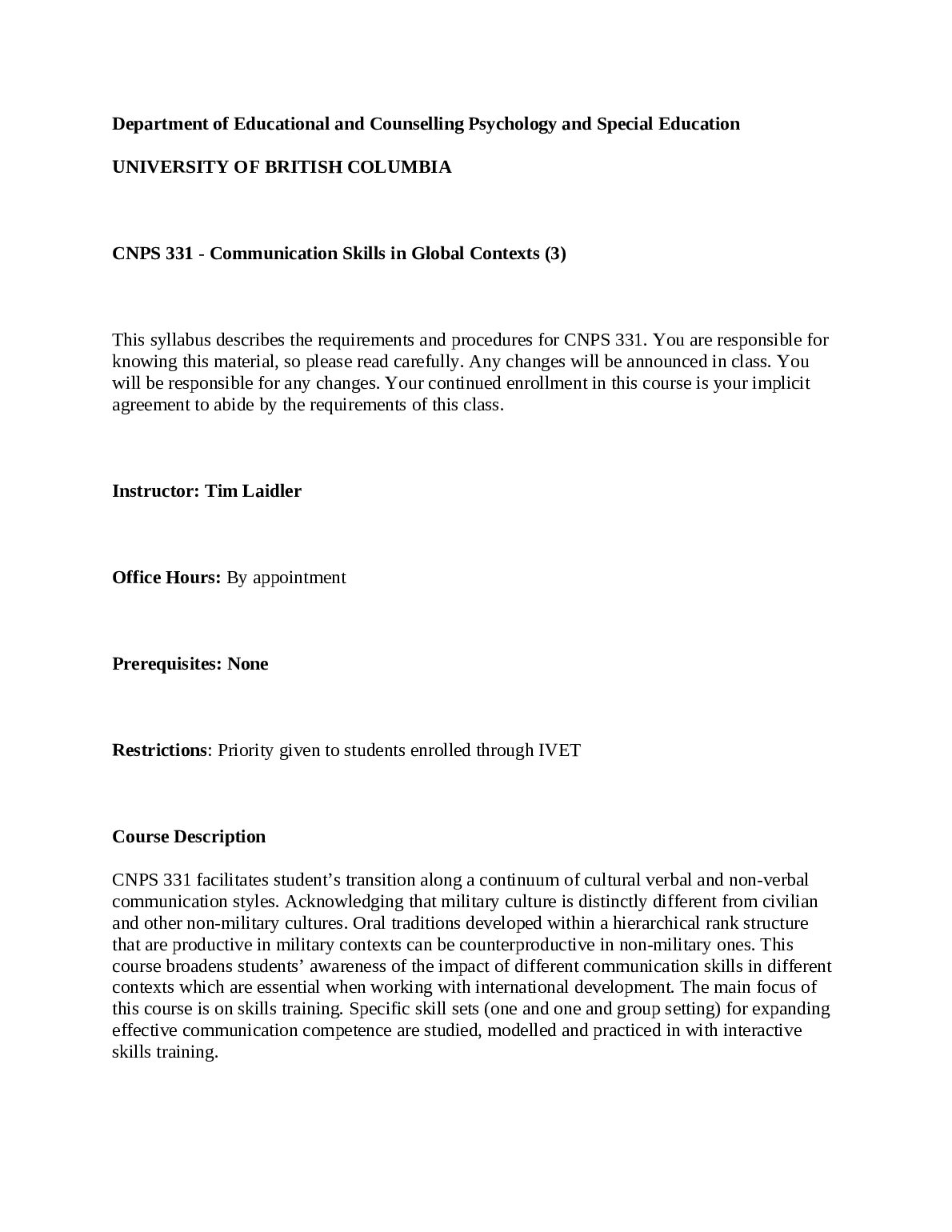 CNPS 331 - Syllabus Winter 2024. preview image