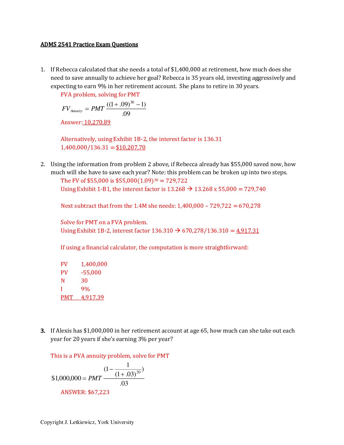 ADMS 2541 Midterm Exam Practice Questions Solutions. preview image