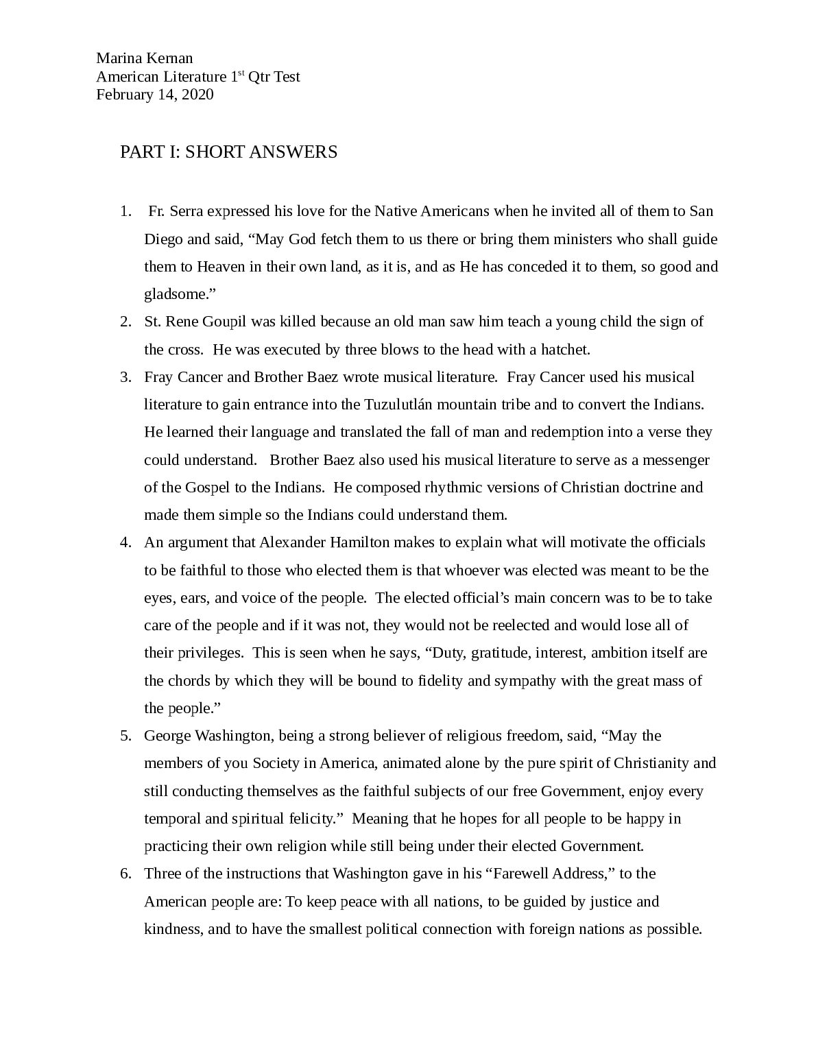 American Literature Test preview image