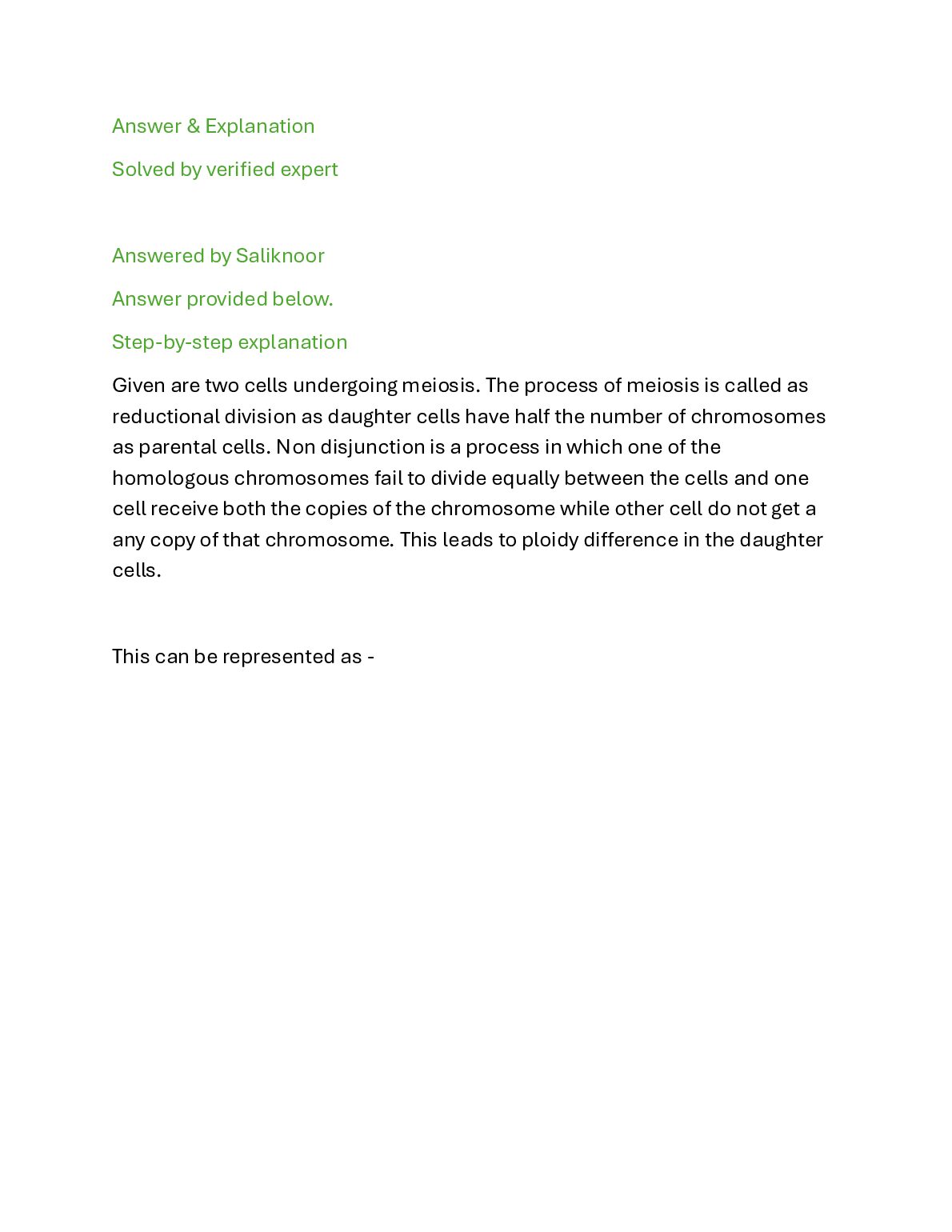 Imagine that non-disjunction has occurred during Anaphase I. Using the six chromosome cell at the top of the diagram as your starting point, draw in t... document preview page 2