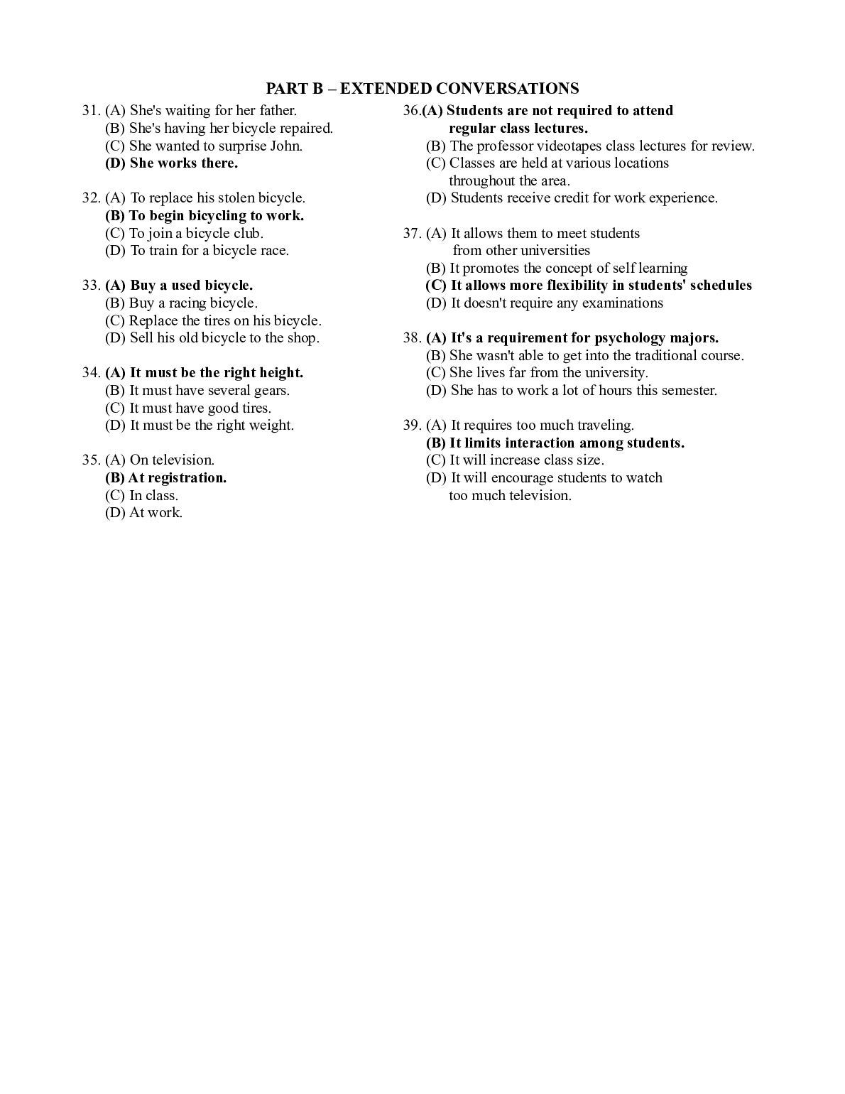 PART A - SHORT CONVERSATIONS ETS TOFEL Test 5 document preview page 3