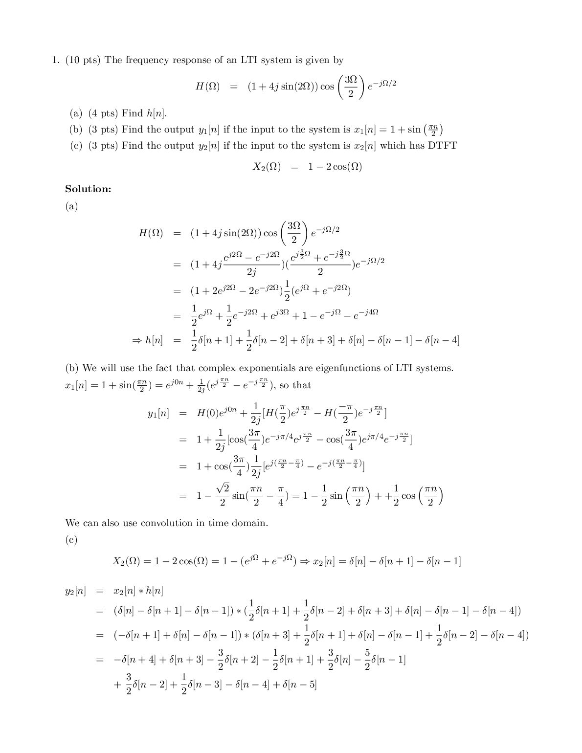 EECS 50 - Discrete Time Signals and Systems - Spring 2014 Final Exam document preview page 2