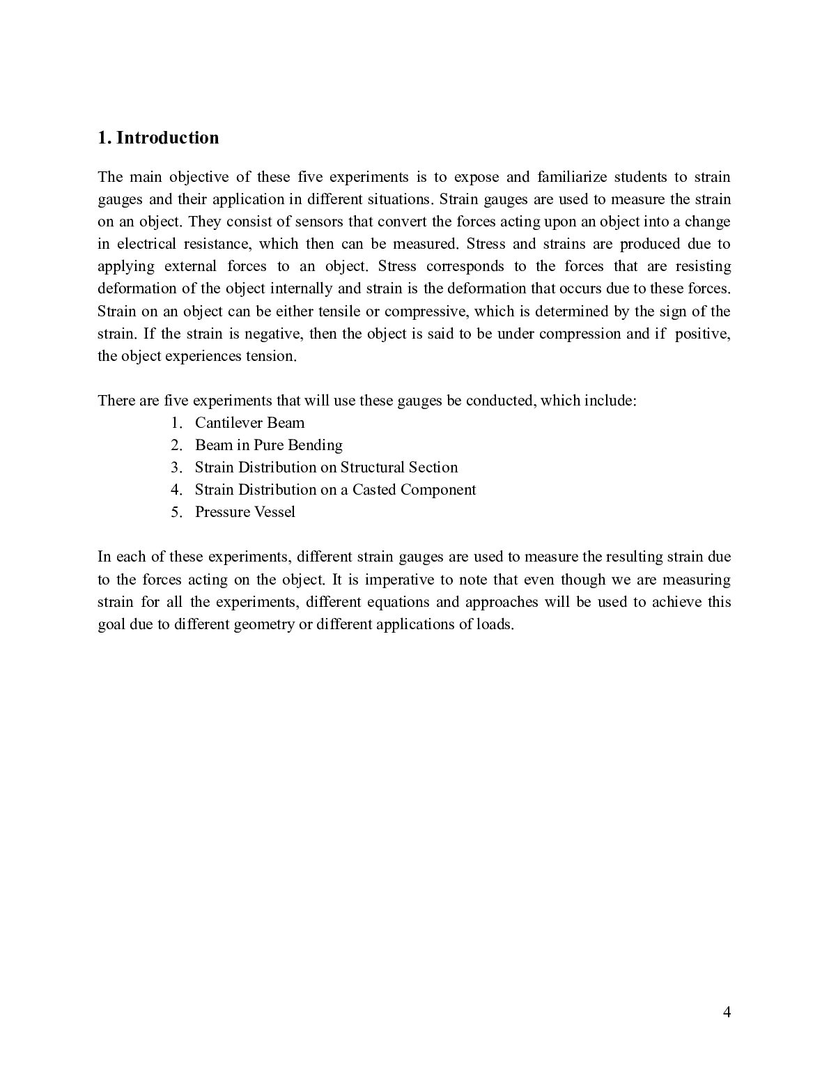 MEC 430: Solid Mechanics I strain gauges lab Report document preview page 5