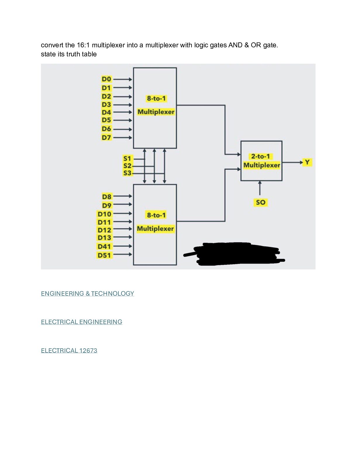 convert the 161 multiplexer into a multiplexer with logic gates AND & OR gate. state its truth table.pdf Preview 1