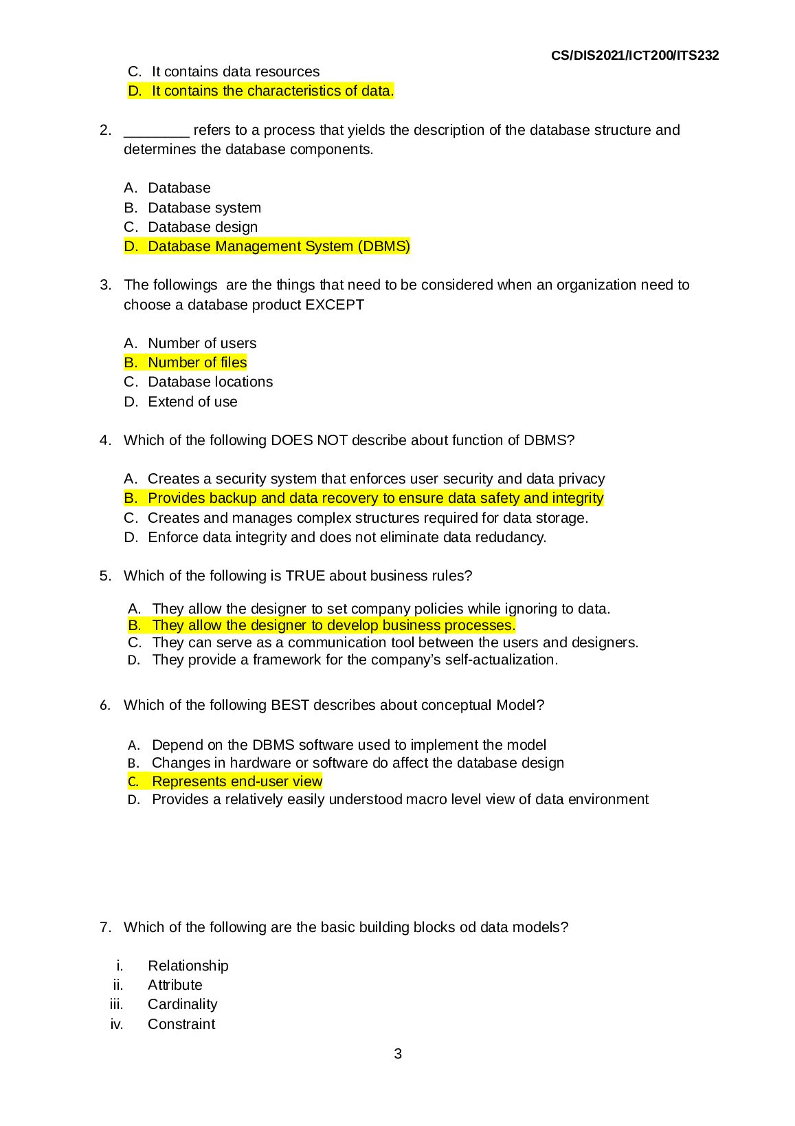 ICT  200 INTRODUCTION TO DATABASE DESIGN document preview page 3
