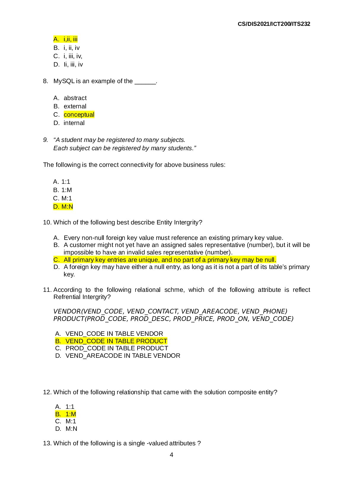 ICT  200 INTRODUCTION TO DATABASE DESIGN document preview page 4