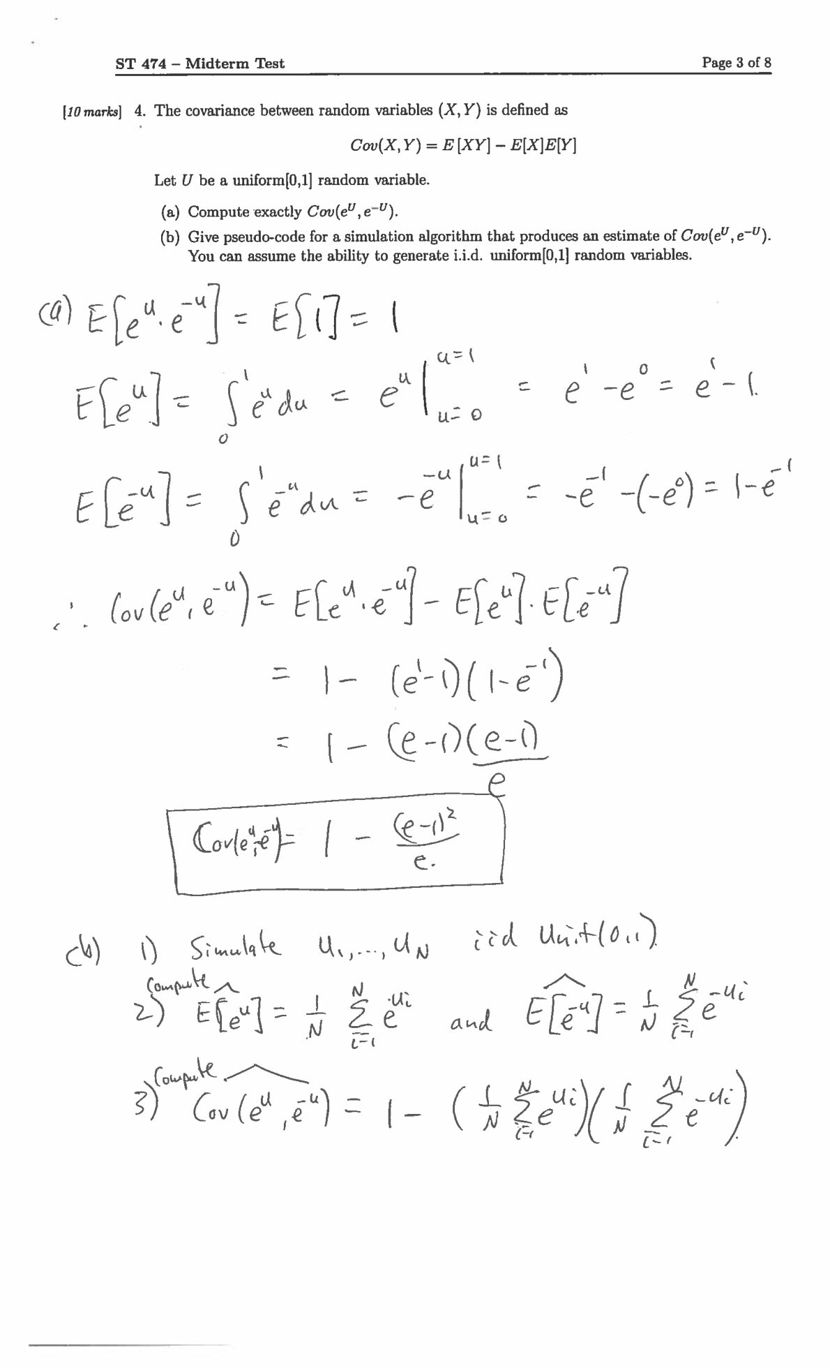 STATISTICS ST 474 Monte Carlo Methods Midterm Exam Solutions document preview page 3