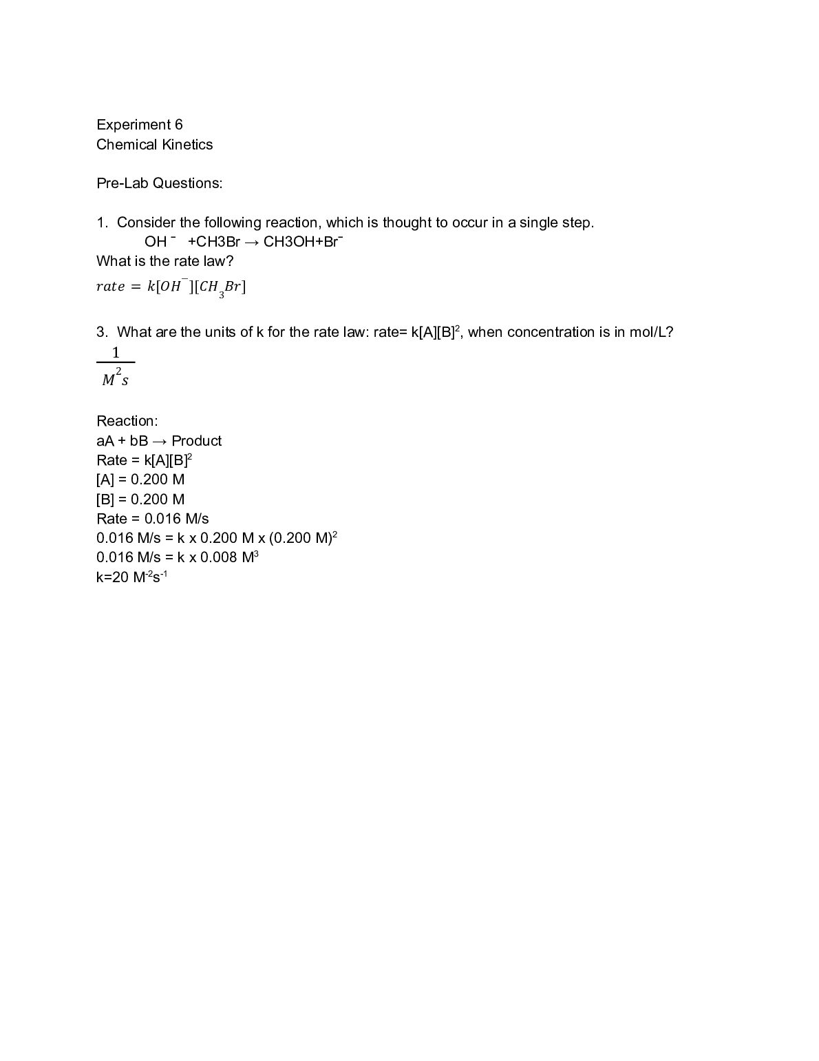 CHM 241 lab 6 chemical kinetics. preview image