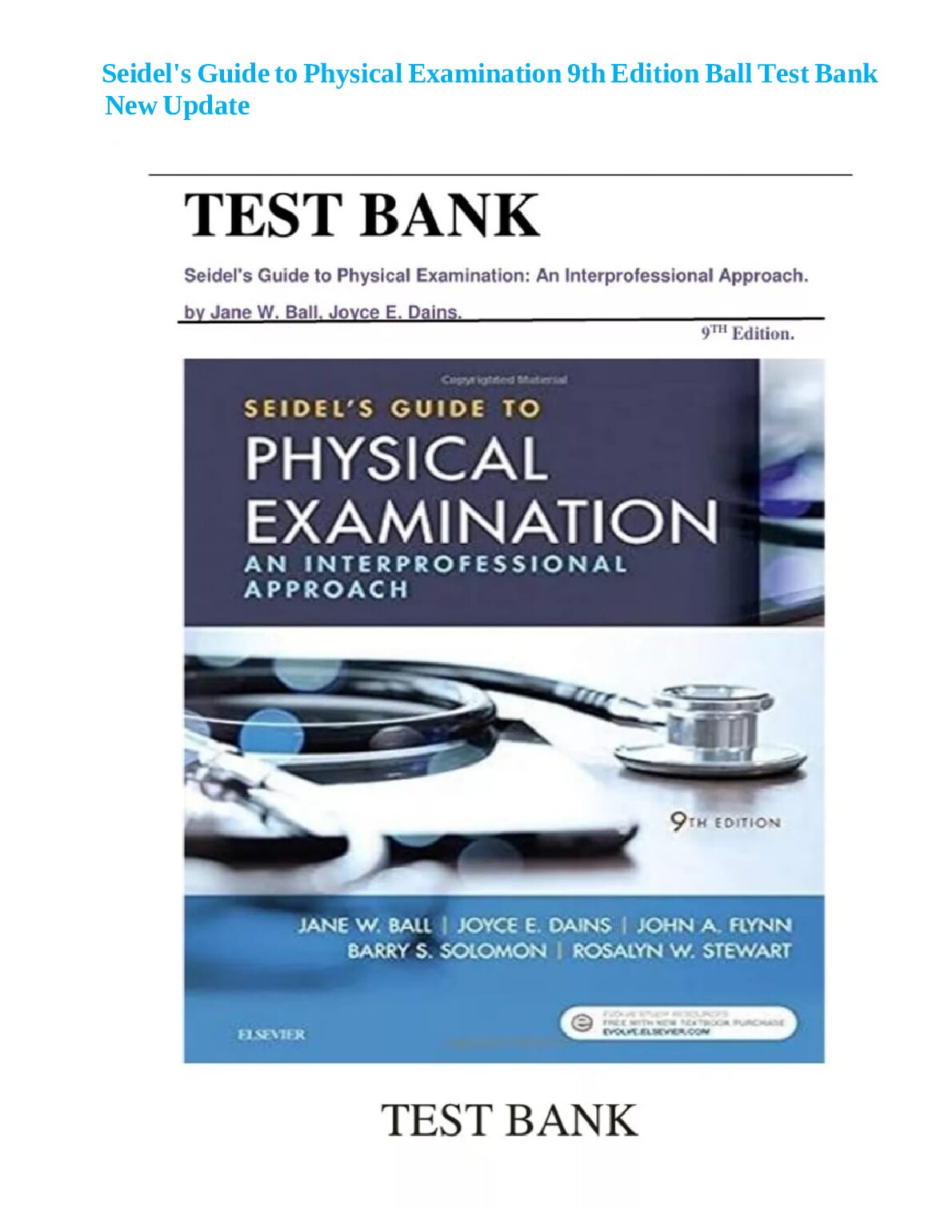 Seidel's Guide to Physical Examination 9th Edition Test Bank preview image