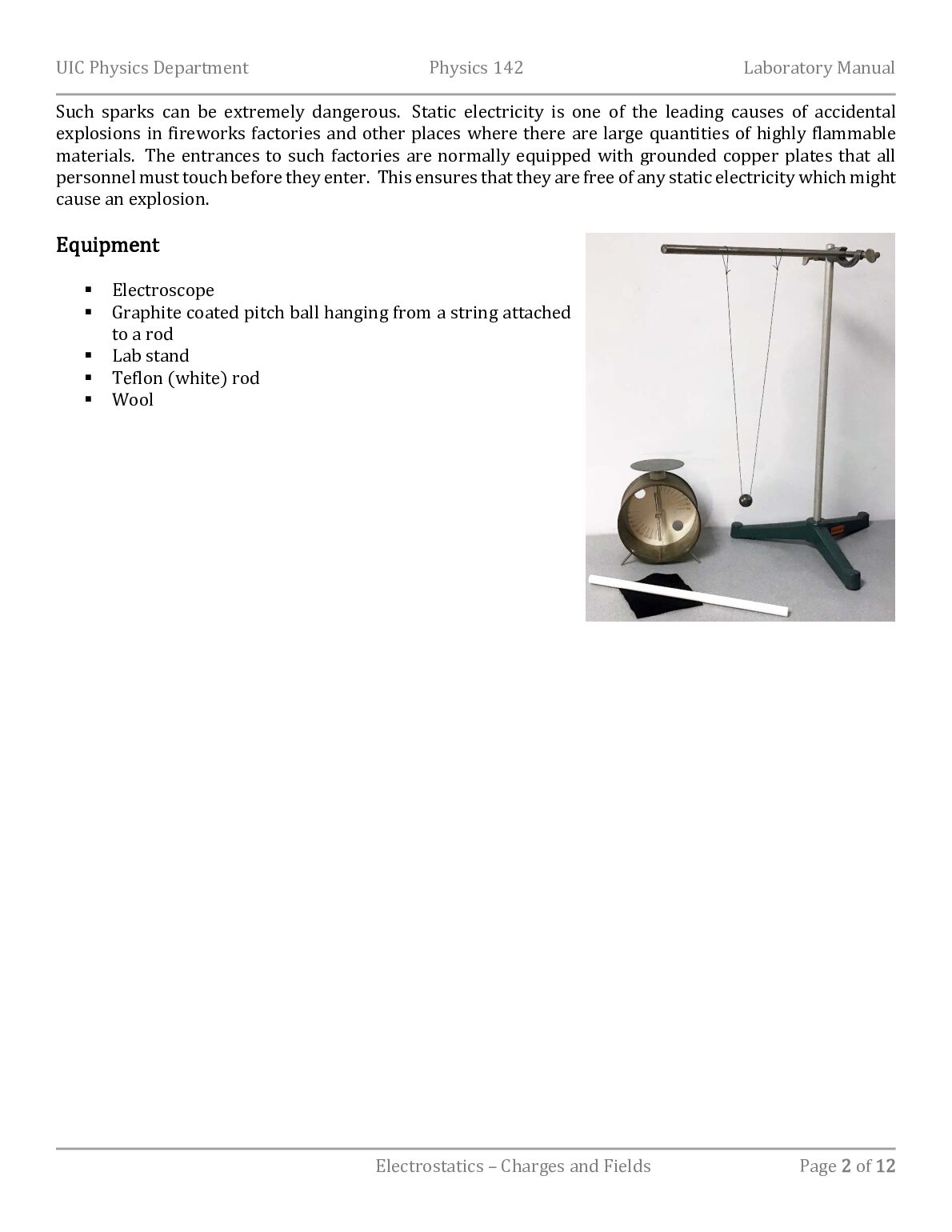 PHYS 142 Electrostatics – Charges and Fields document preview page 2