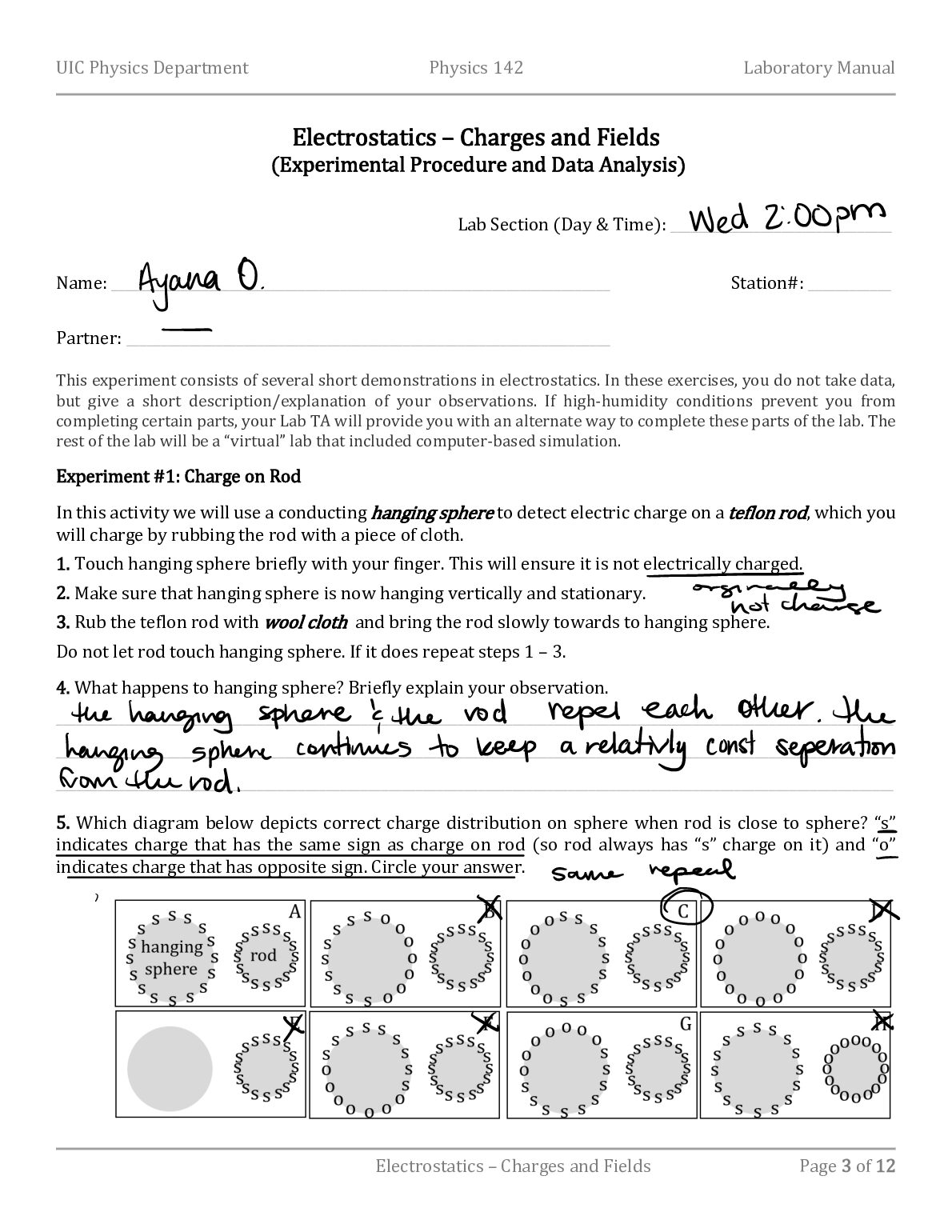 PHYS 142 Electrostatics – Charges and Fields document preview page 3
