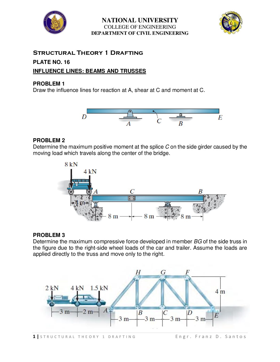 Structural Theory 1 Drafting Influence Lines Beams and Trusses preview image
